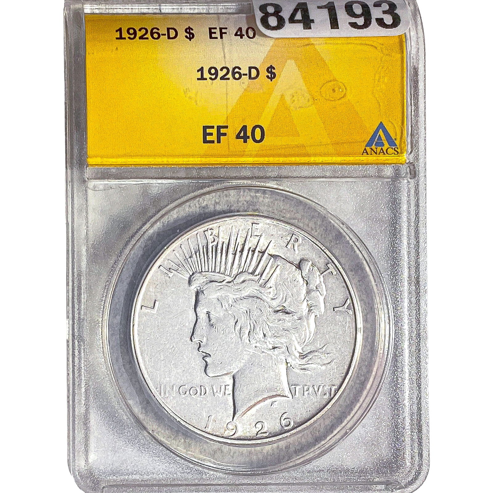 1926-D Silver Peace Dollar ANACS EF40: 1926-D Silver Peace Dollar ANACS EF40