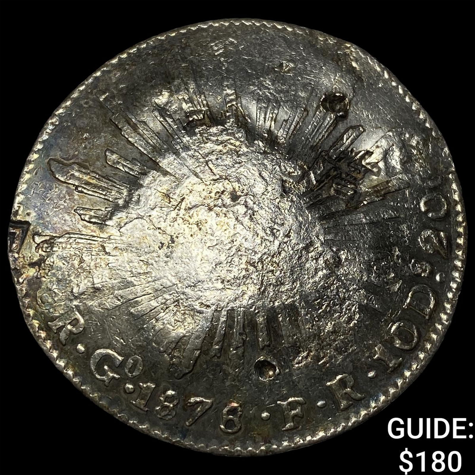 Mexico Silver 1 Peso Punch Marked NEARLY UNCIRCULATED: Mexico Silver 1 Peso Punch Marked NEARLY UNCIRCULATED