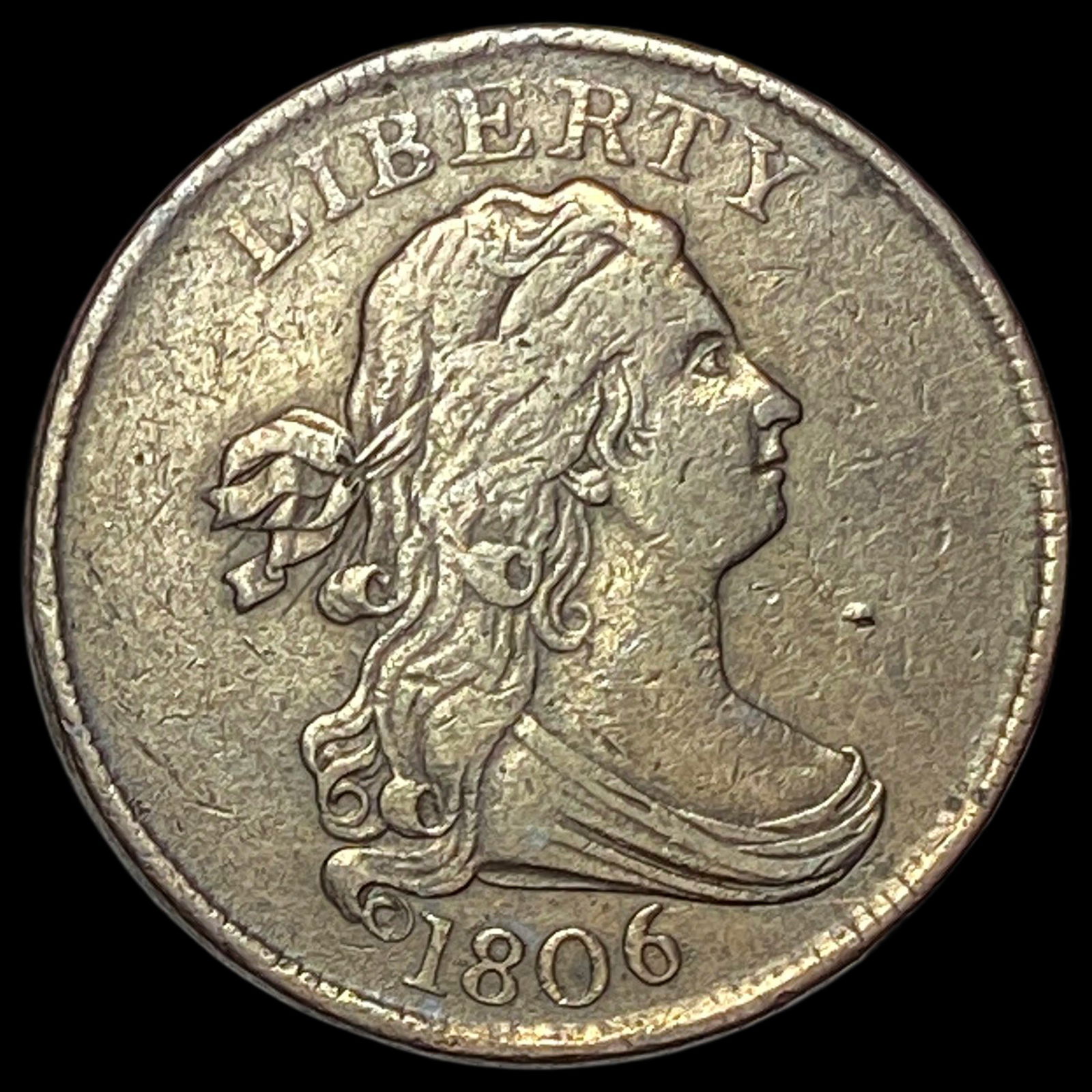 1806 Copper Half Cent Draped Bust NEARLY UNCIRCULATED: 1806 Copper Half Cent Draped Bust NEARLY UNCIRCULATED