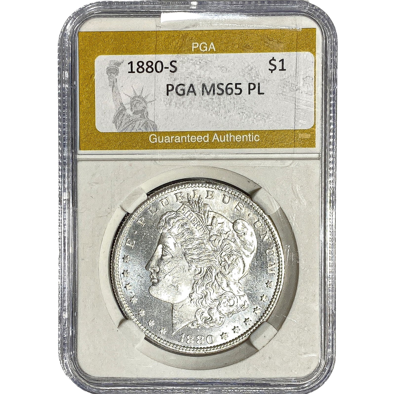 1880-S Morgan Silver Dollar PGA MS65 PL: 1880-S Morgan Silver Dollar PGA MS65 PL