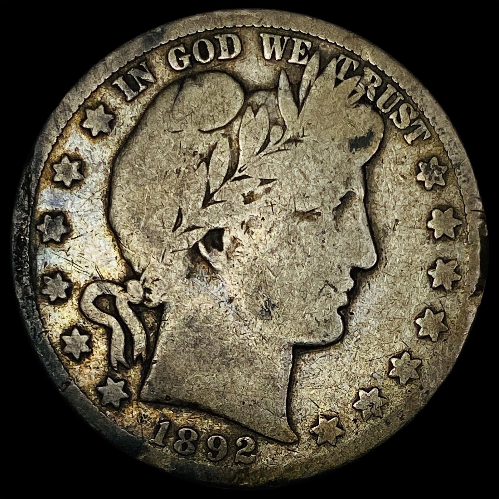 1892-S Silver Barber Half Dollar NICELY CIRCULATED: 1892-S Silver Barber Half Dollar NICELY CIRCULATED