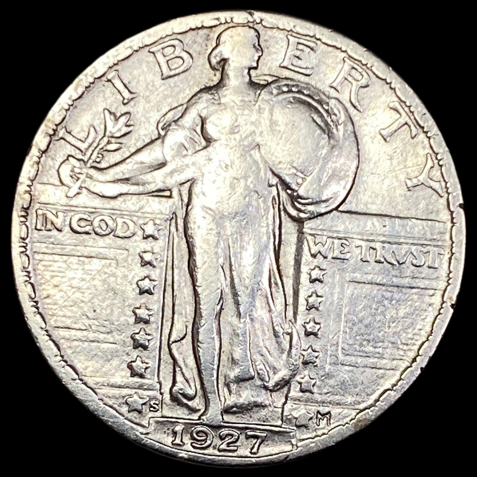 1927-S Silver Standing Liberty Quarter NEARLY UNCIRCULATED: 1927-S Silver Standing Liberty Quarter NEARLY UNCIRCULATED