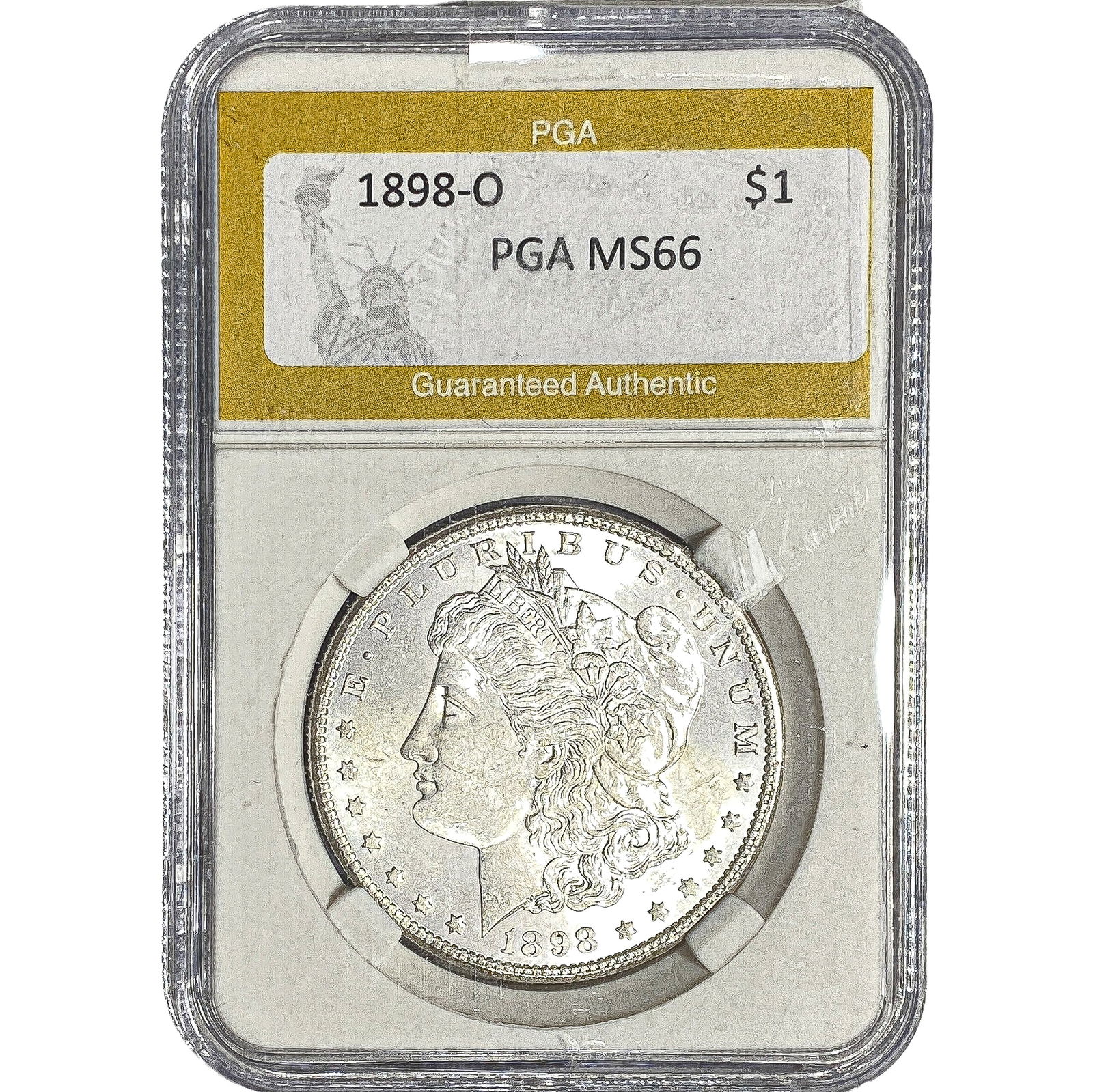 1898-O Morgan Silver Dollar PGA MS66: 1898-O Morgan Silver Dollar PGA MS66