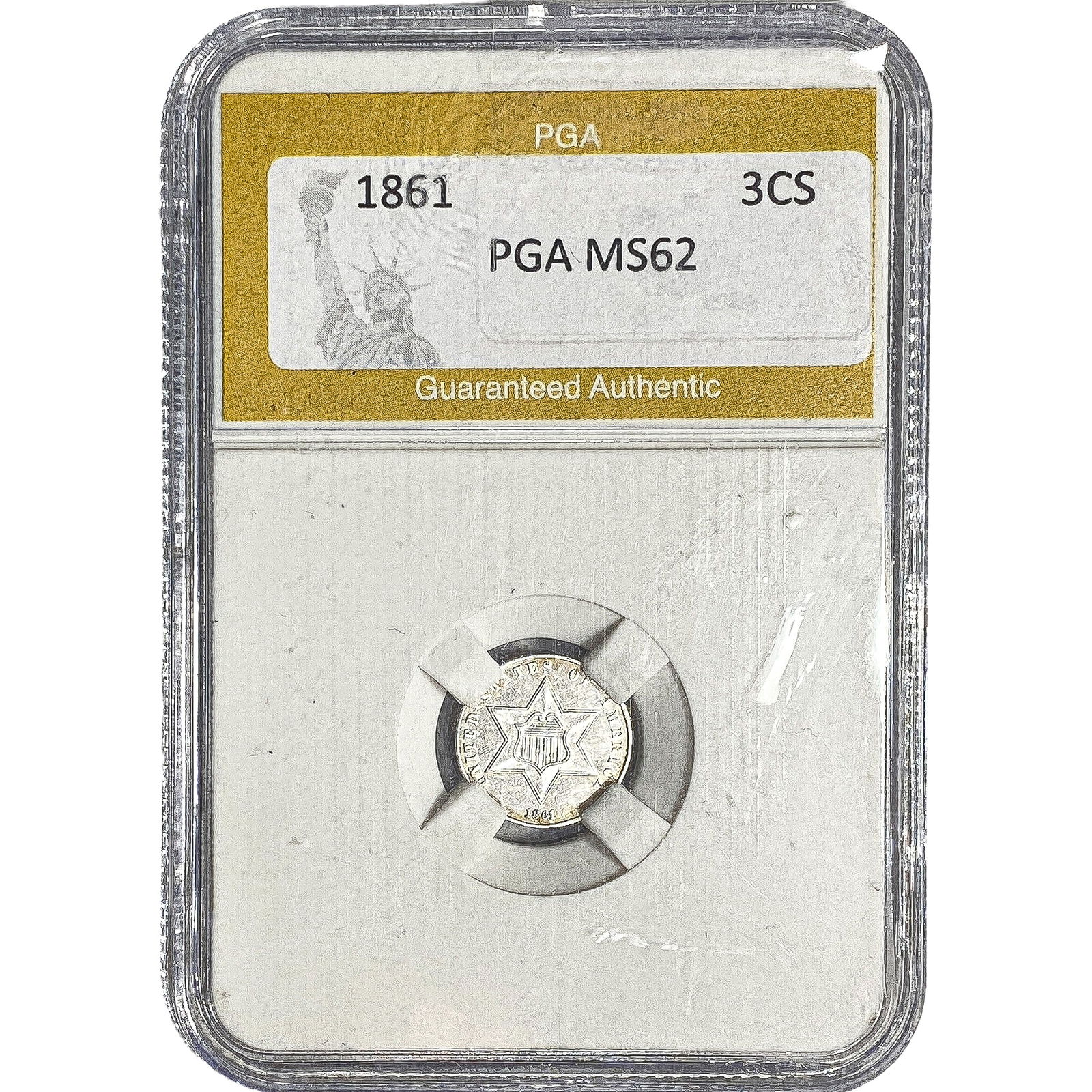 1861 Silver Three Cent PGA MS62: 1861 Silver Three Cent PGA MS62