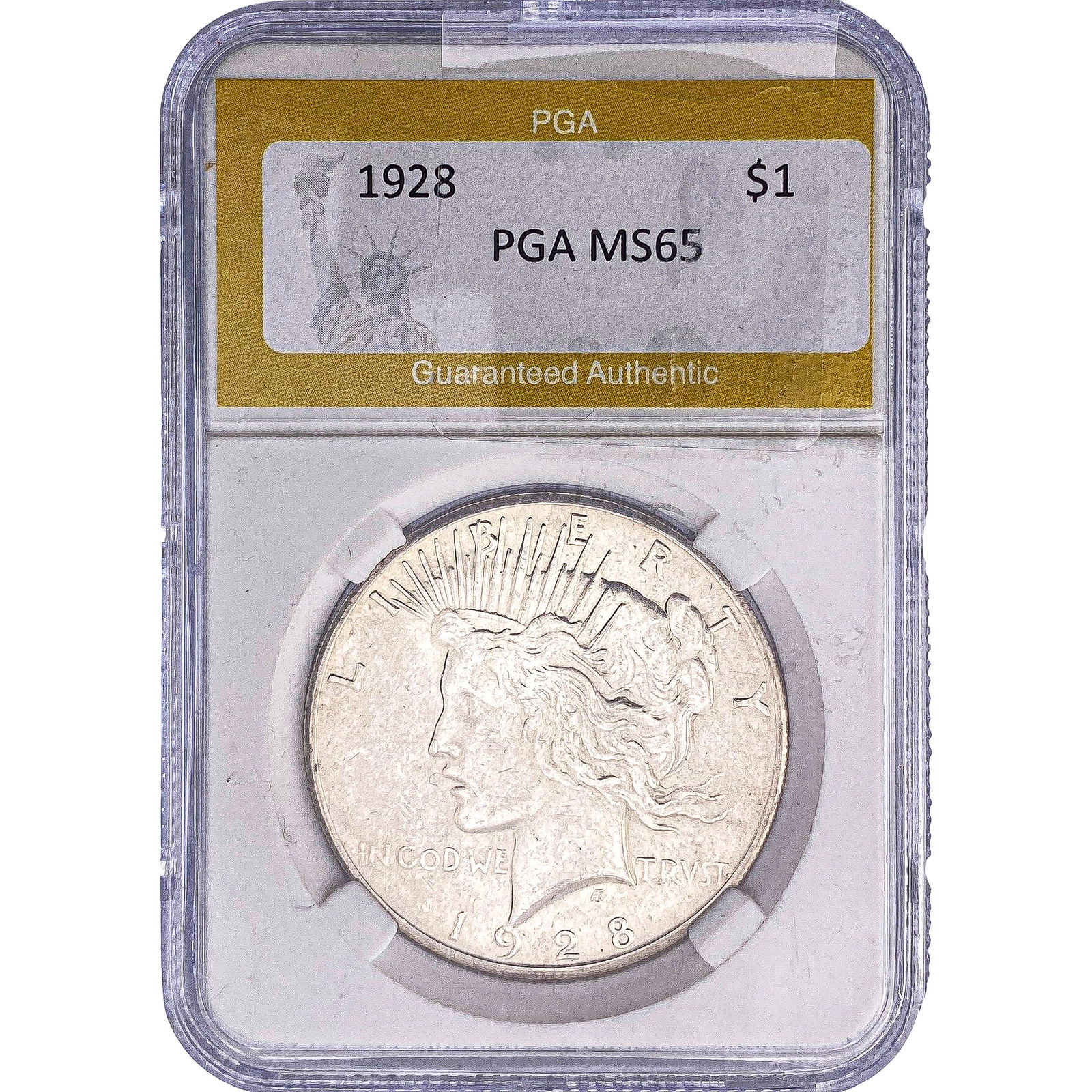 1928 Silver Peace Dollar PGA MS65: 1928 Silver Peace Dollar PGA MS65
