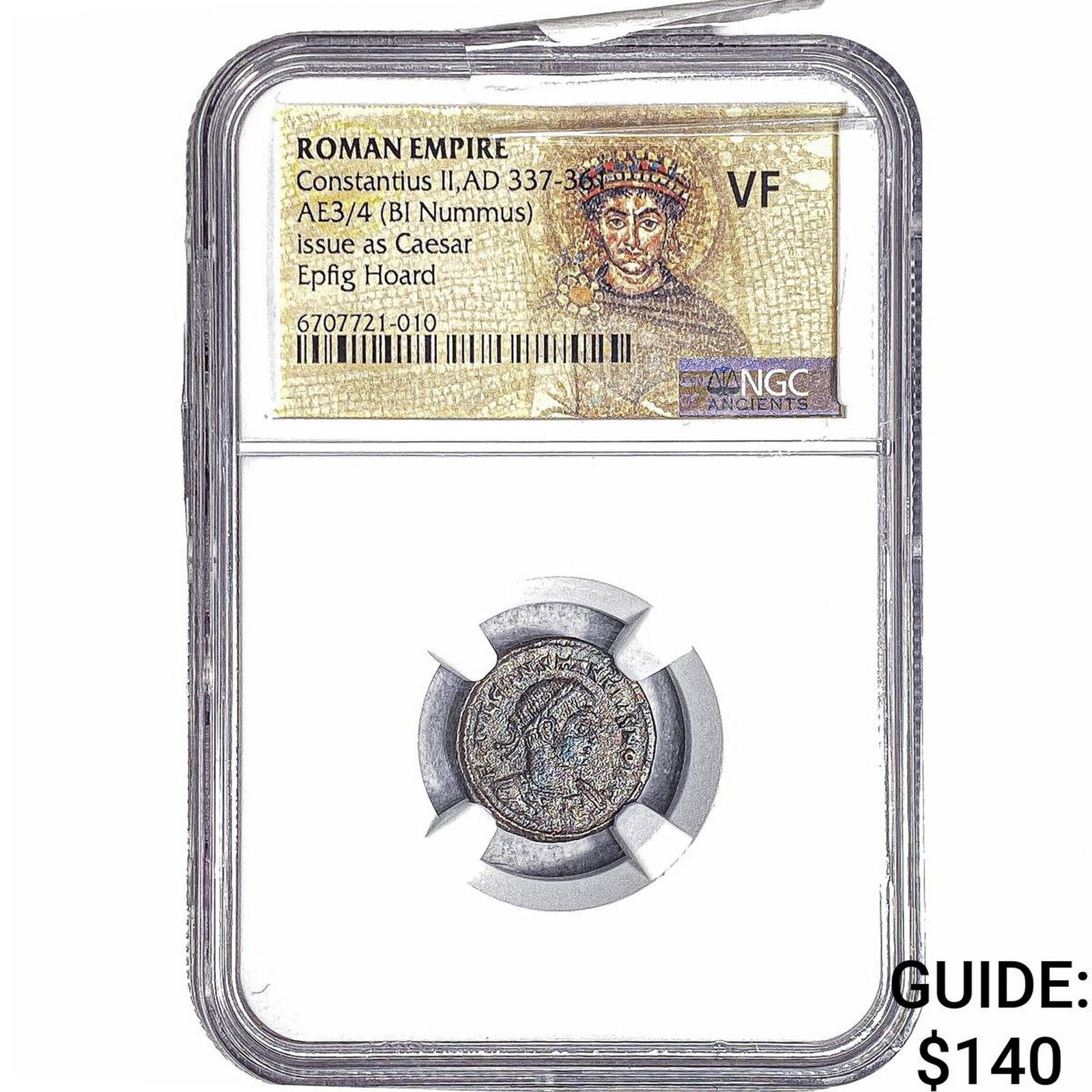 Roman Empire Constantius II 337-361 AD Bi Nummus NGC VF: Roman Empire Constantius II 337-361 AD Bi Nummus NGC VF