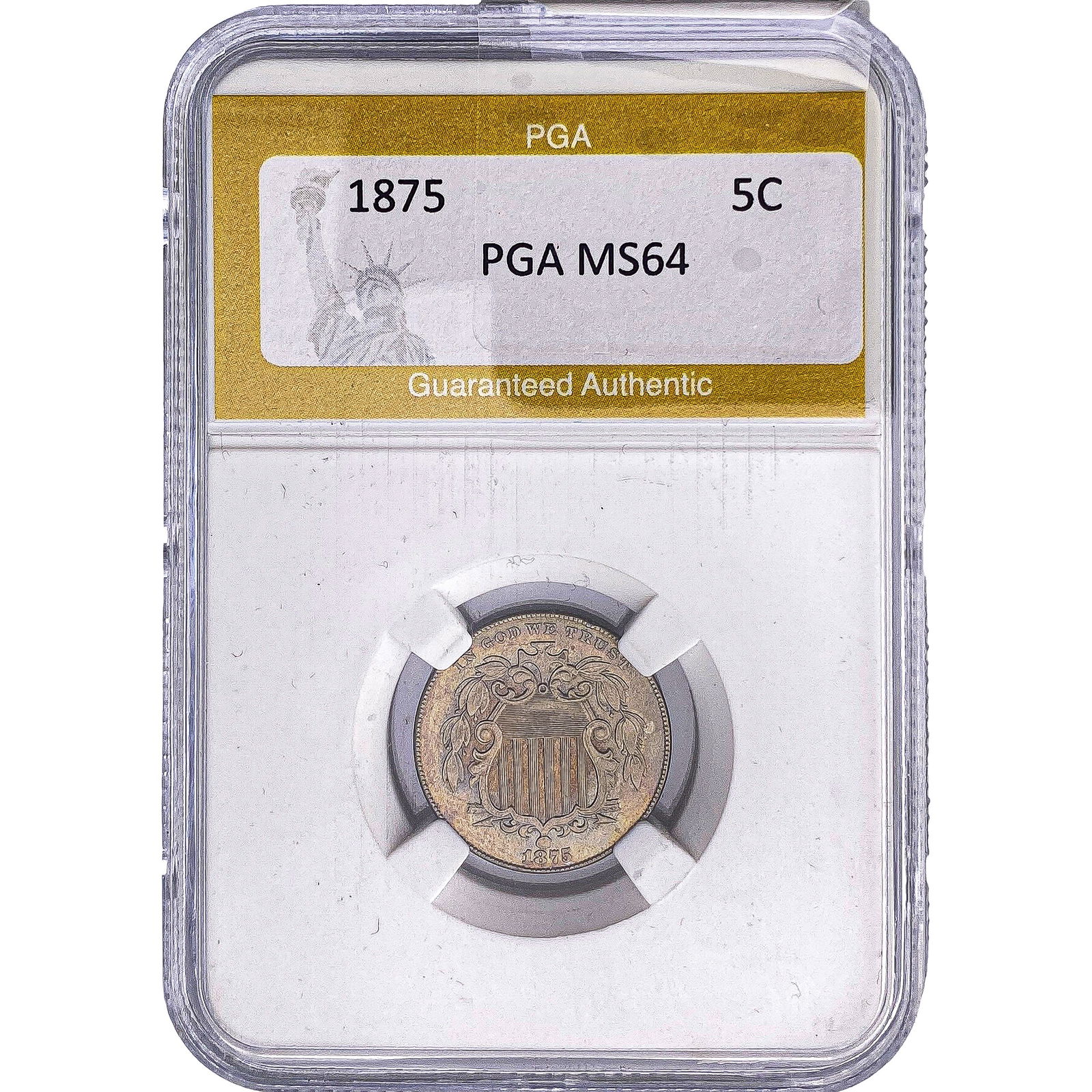 1875 Shield Nickel PGA MS64: 1875 Shield Nickel PGA MS64