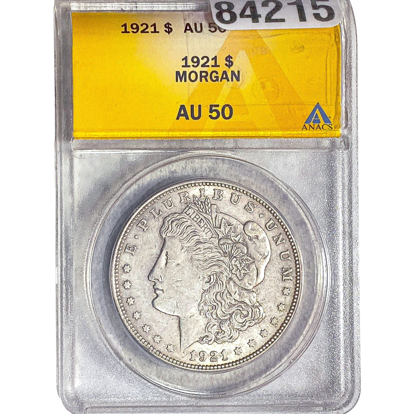 1921 Morgan Silver Dollar ANACS AU50: 1921 Morgan Silver Dollar ANACS AU50
