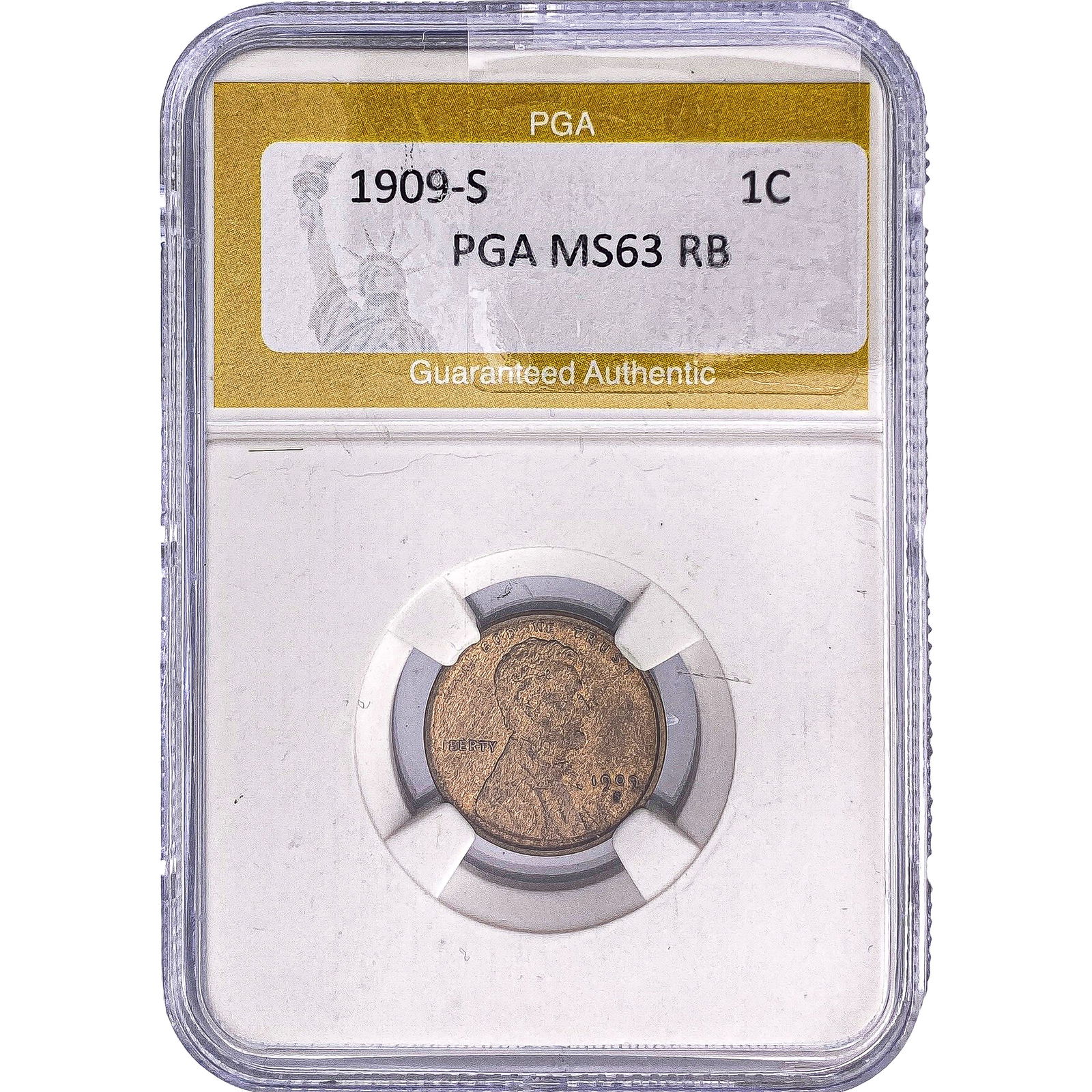 1909-S Wheat Cent PGA MS63 RB: 1909-S Wheat Cent PGA MS63 RB