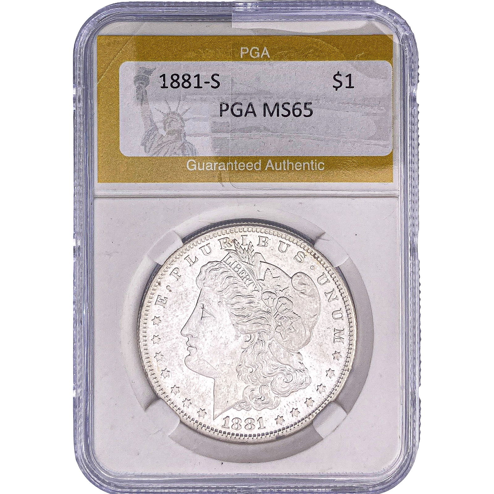 1881-S Morgan Silver Dollar PGA MS65: 1881-S Morgan Silver Dollar PGA MS65