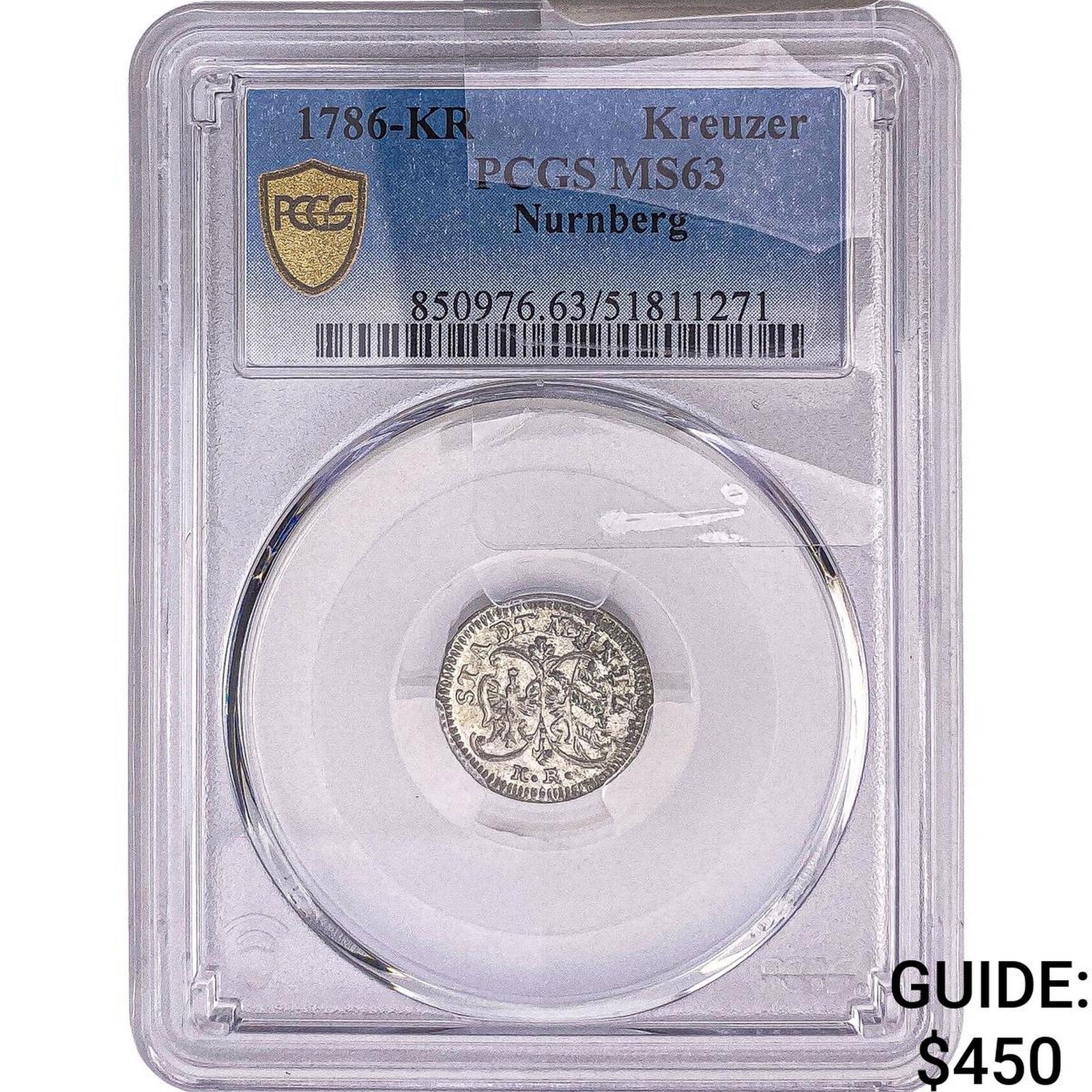 1786-KR Nurnberg Silver 1 Kreuzer PCGS MS63: 1786-KR Nurnberg Silver 1 Kreuzer PCGS MS63