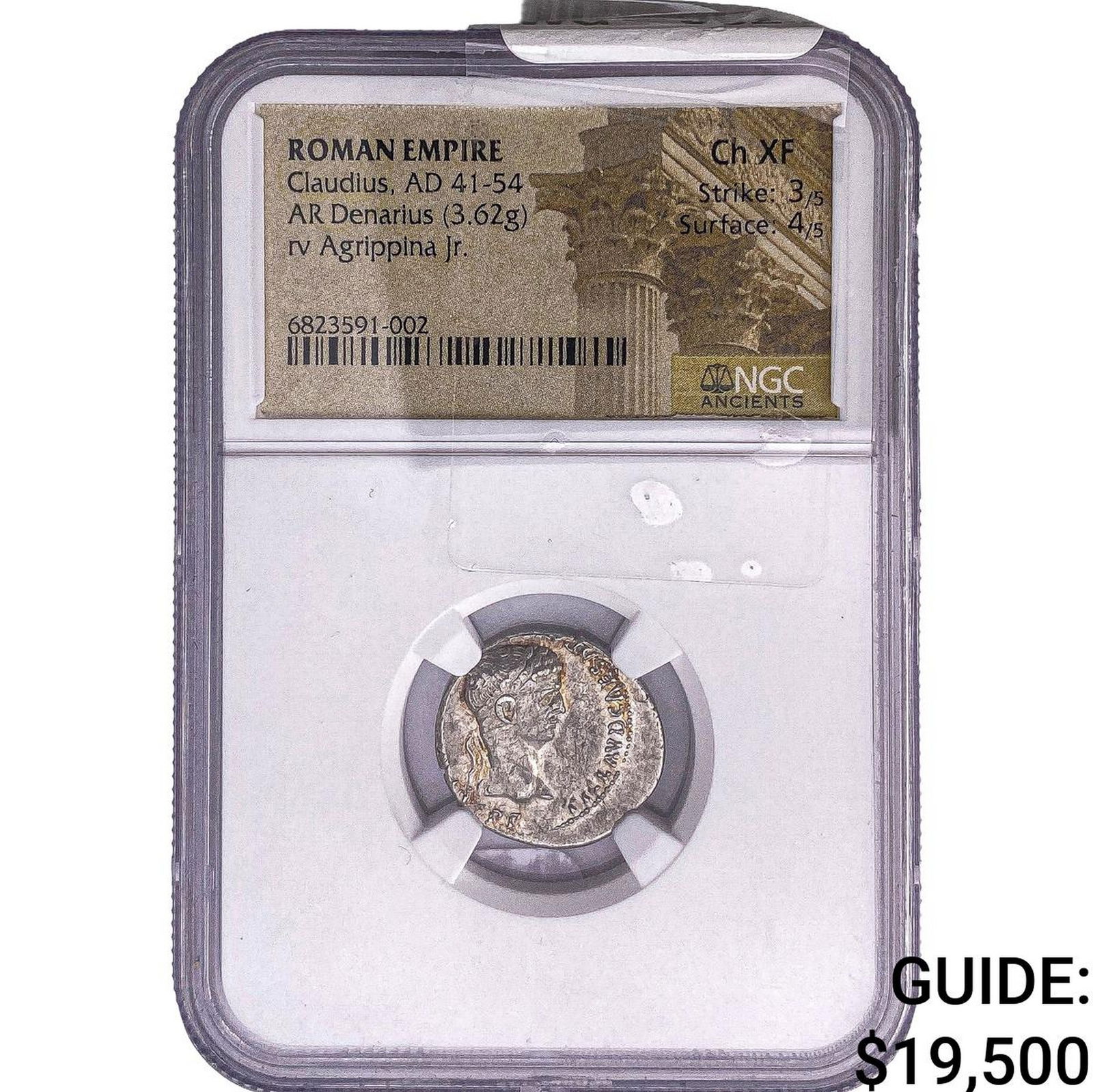 Roman Empire Claudius 41-54 AD Silver Denarius NGC Ch XF: Roman Empire Claudius 41-54 AD Silver Denarius NGC Ch XF