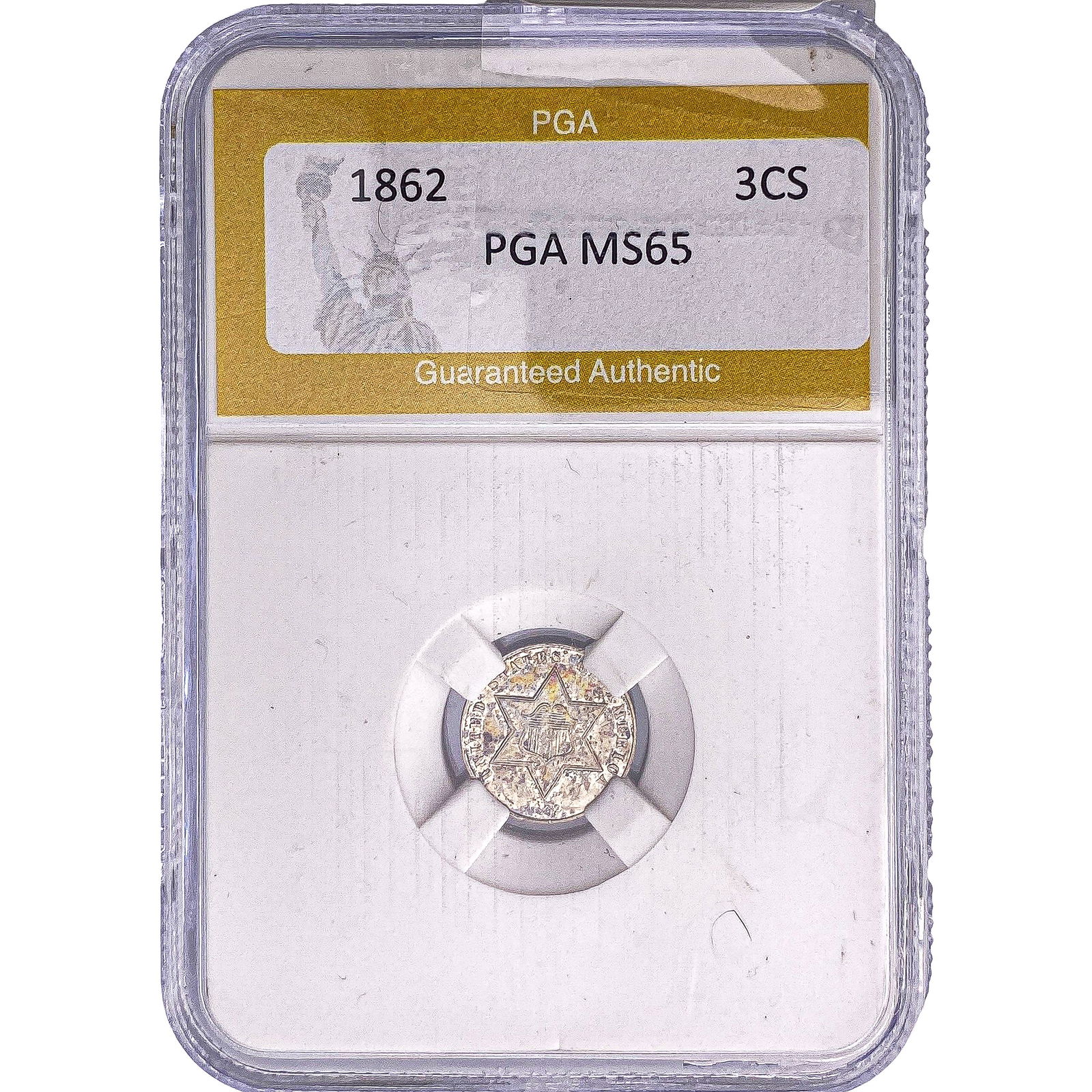 1862 Silver Three Cent PGA MS65: 1862 Silver Three Cent PGA MS65