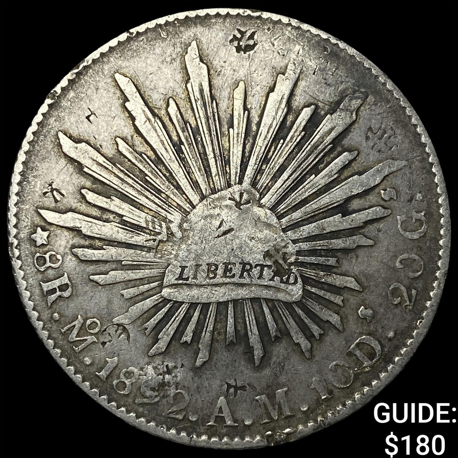 1892 Mexico Silver 1 Peso Punch Marked NEARLY UNCIRCULATED: 1892 Mexico Silver 1 Peso Punch Marked NEARLY UNCIRCULATED