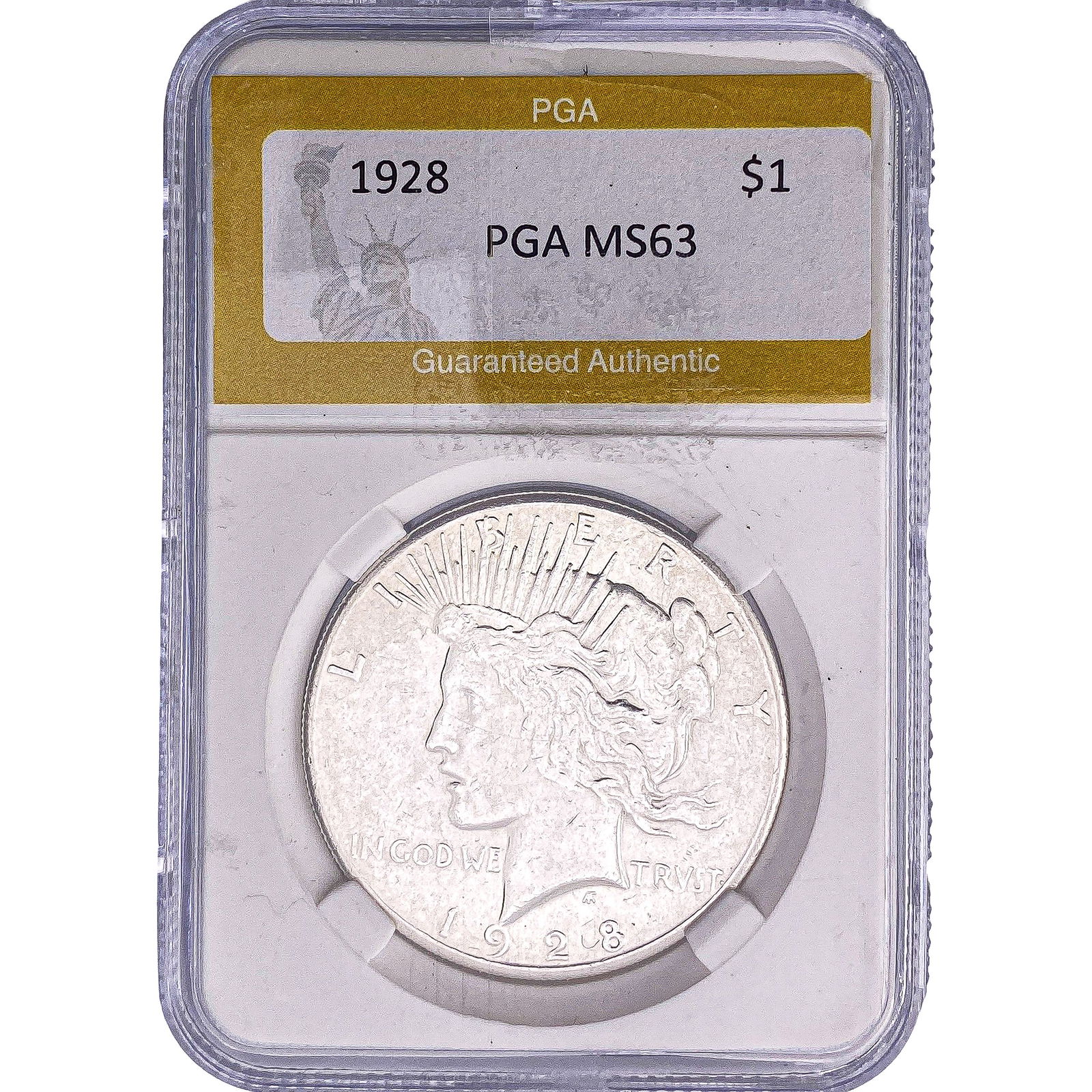 1928 Silver Peace Dollar PGA MS63: 1928 Silver Peace Dollar PGA MS63