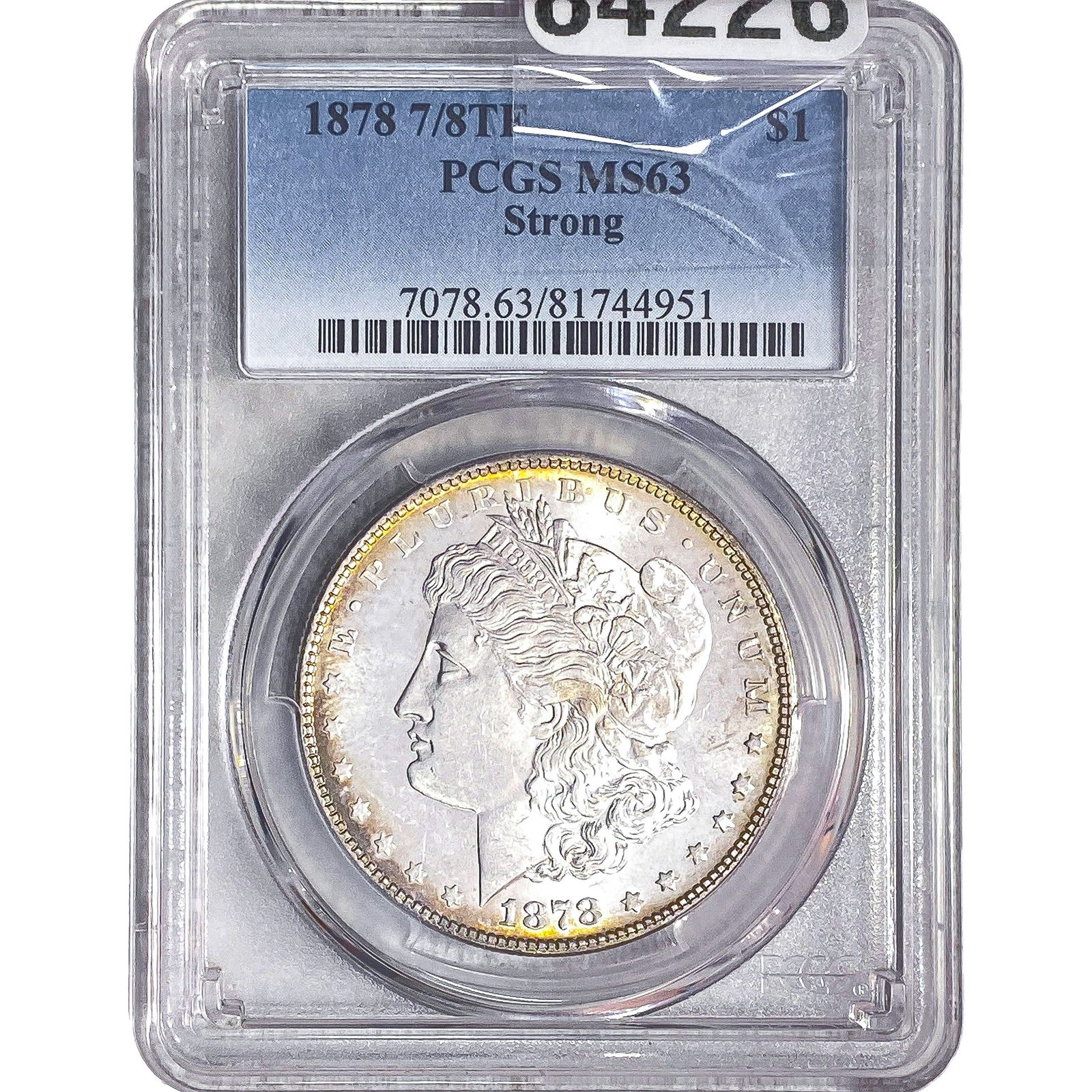 1878 7/8TF Morgan Silver Dollar PCGS MS63 Strong: 1878 7/8TF Morgan Silver Dollar PCGS MS63 Strong