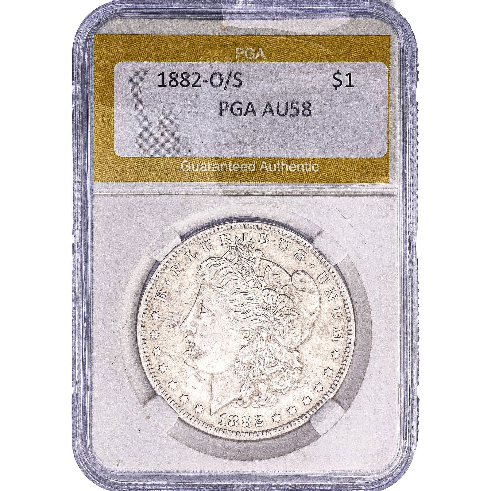 1882-O/S Morgan Silver Dollar PGA AU58: 1882-O/S Morgan Silver Dollar PGA AU58