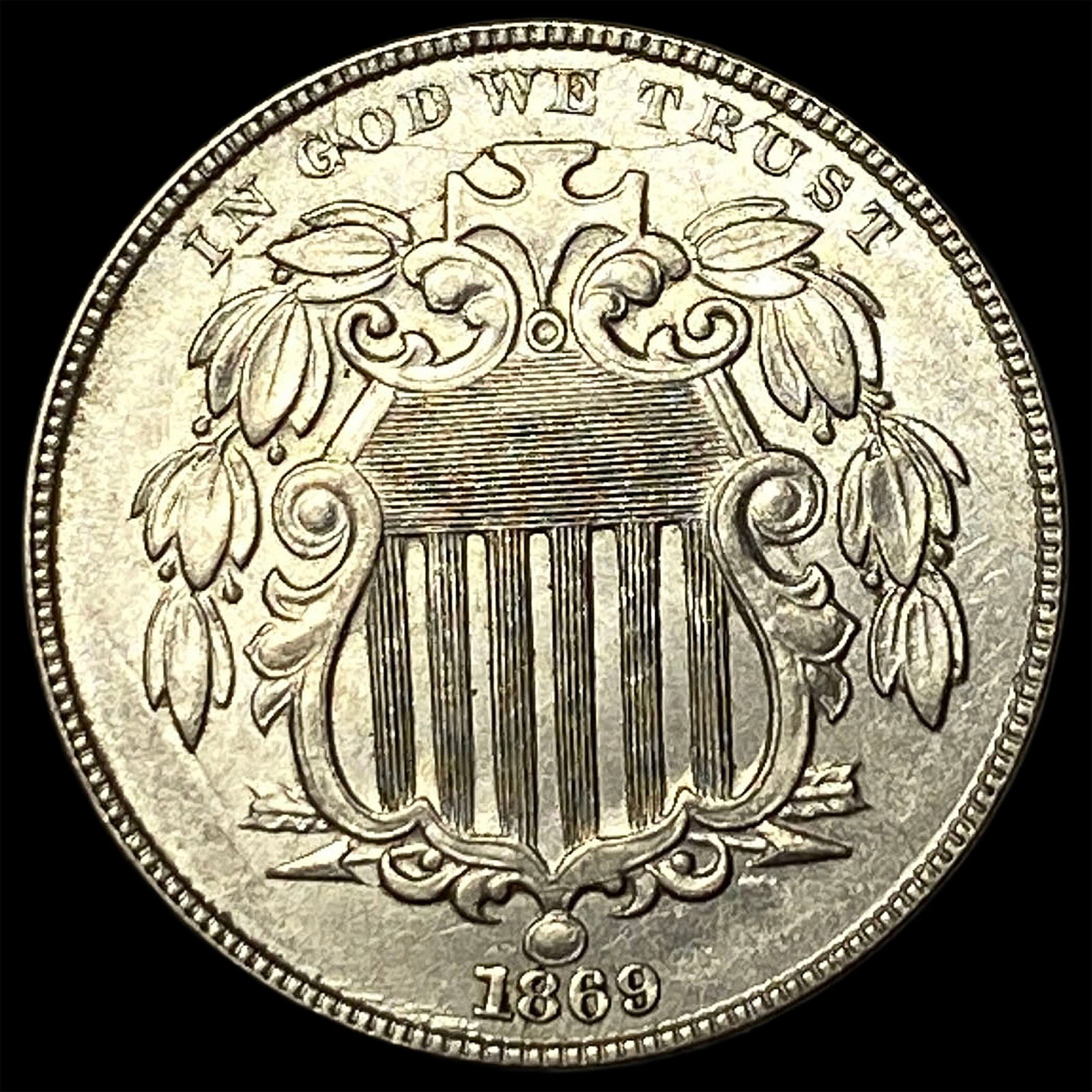 1869 Shield Nickel CLOSELY UNCIRCULATED: 1869 Shield Nickel CLOSELY UNCIRCULATED