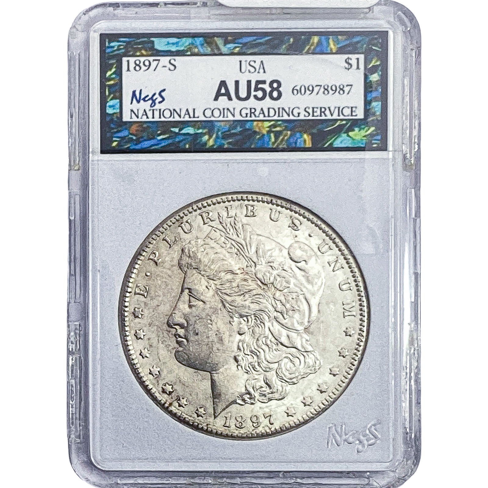 1897-S Morgan Silver Dollar NCGS AU58 (1 of 2)