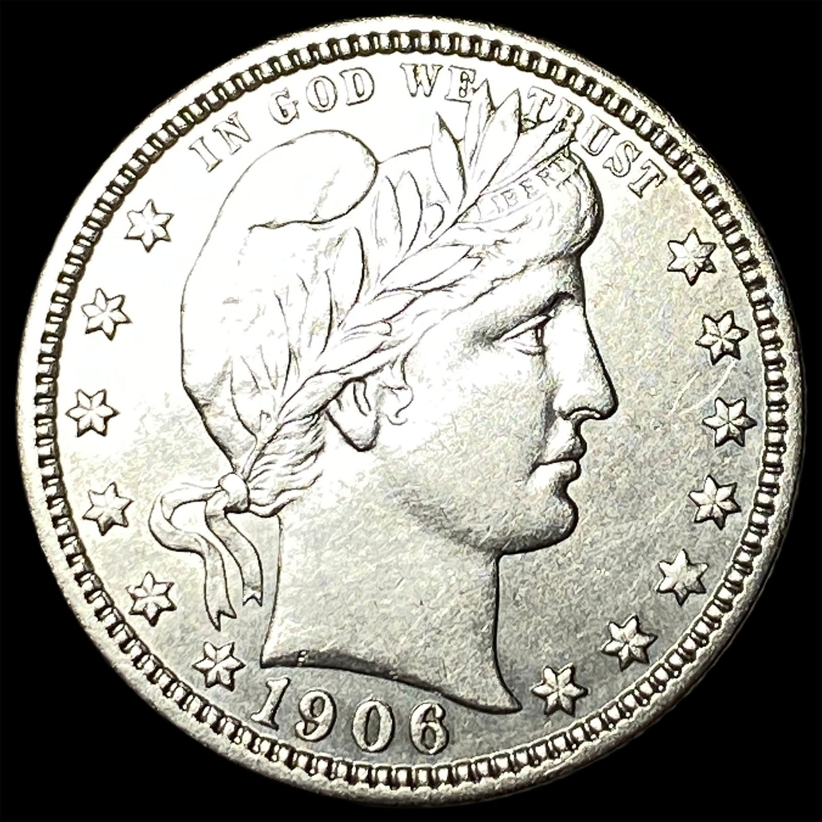 1906-D Barber Silver Quarter CLOSELY UNCIRCULATED: 1906-D Barber Silver Quarter CLOSELY UNCIRCULATED