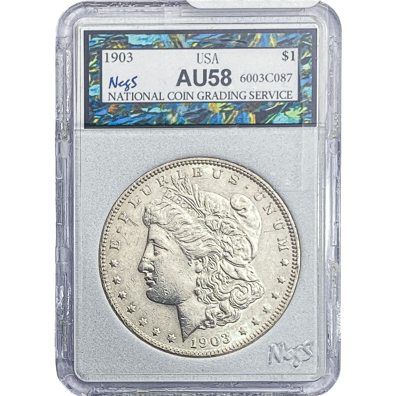 1903 Morgan Silver Dollar NCGS AU58: 1903 Morgan Silver Dollar NCGS AU58