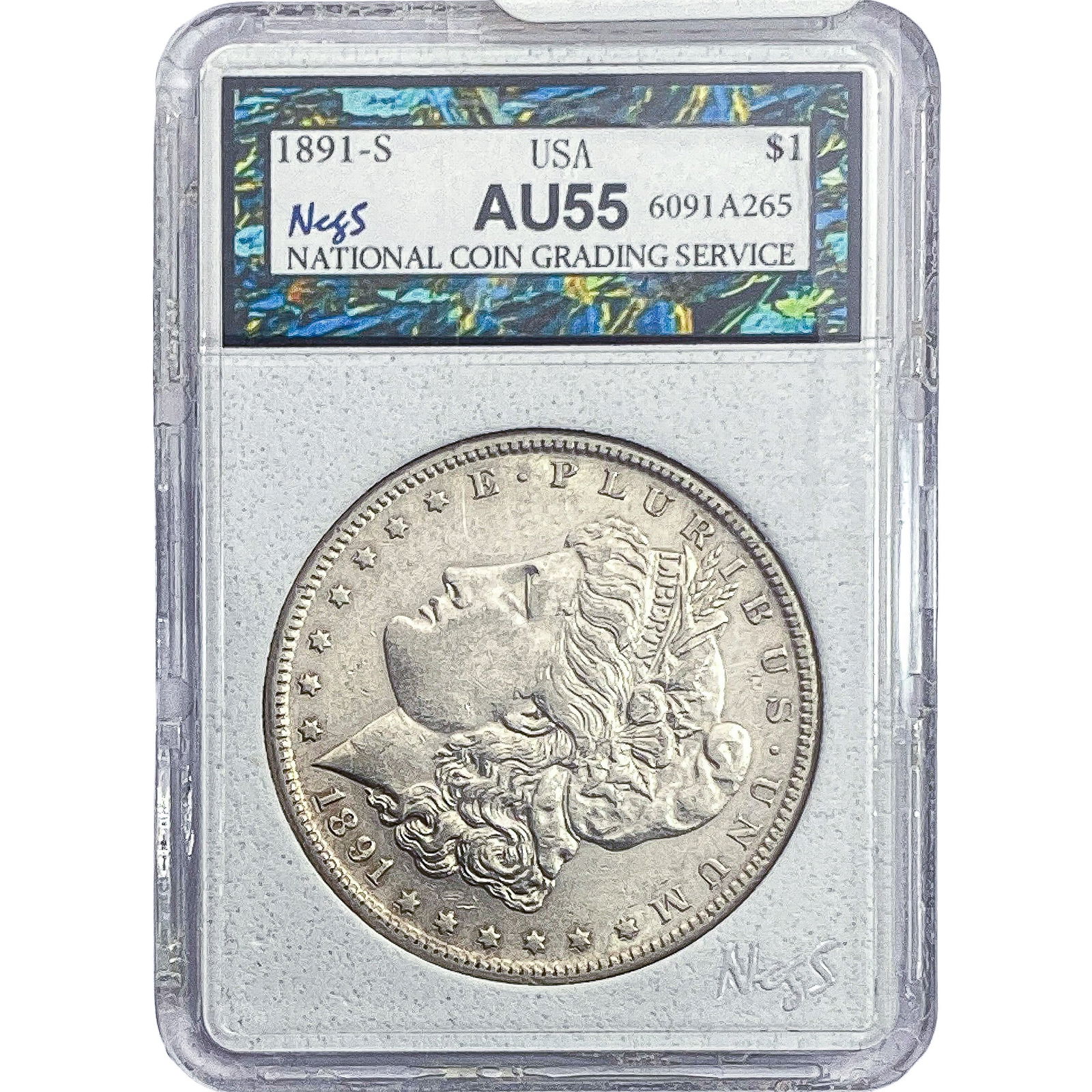 1891-S Morgan Silver Dollar NCGS AU55 (1 of 2)