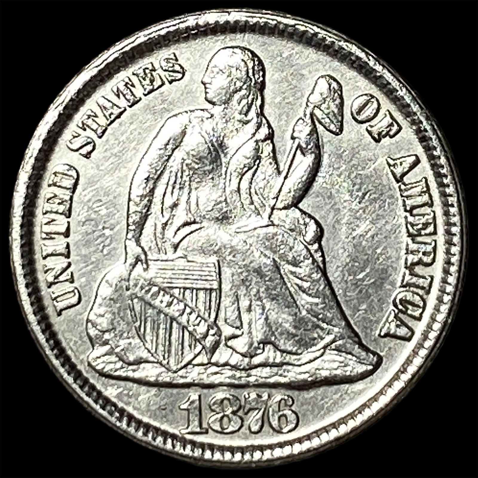 1876-CC Silver Dime CLOSELY UNCIRCULATED: 1876-CC Silver Dime CLOSELY UNCIRCULATED