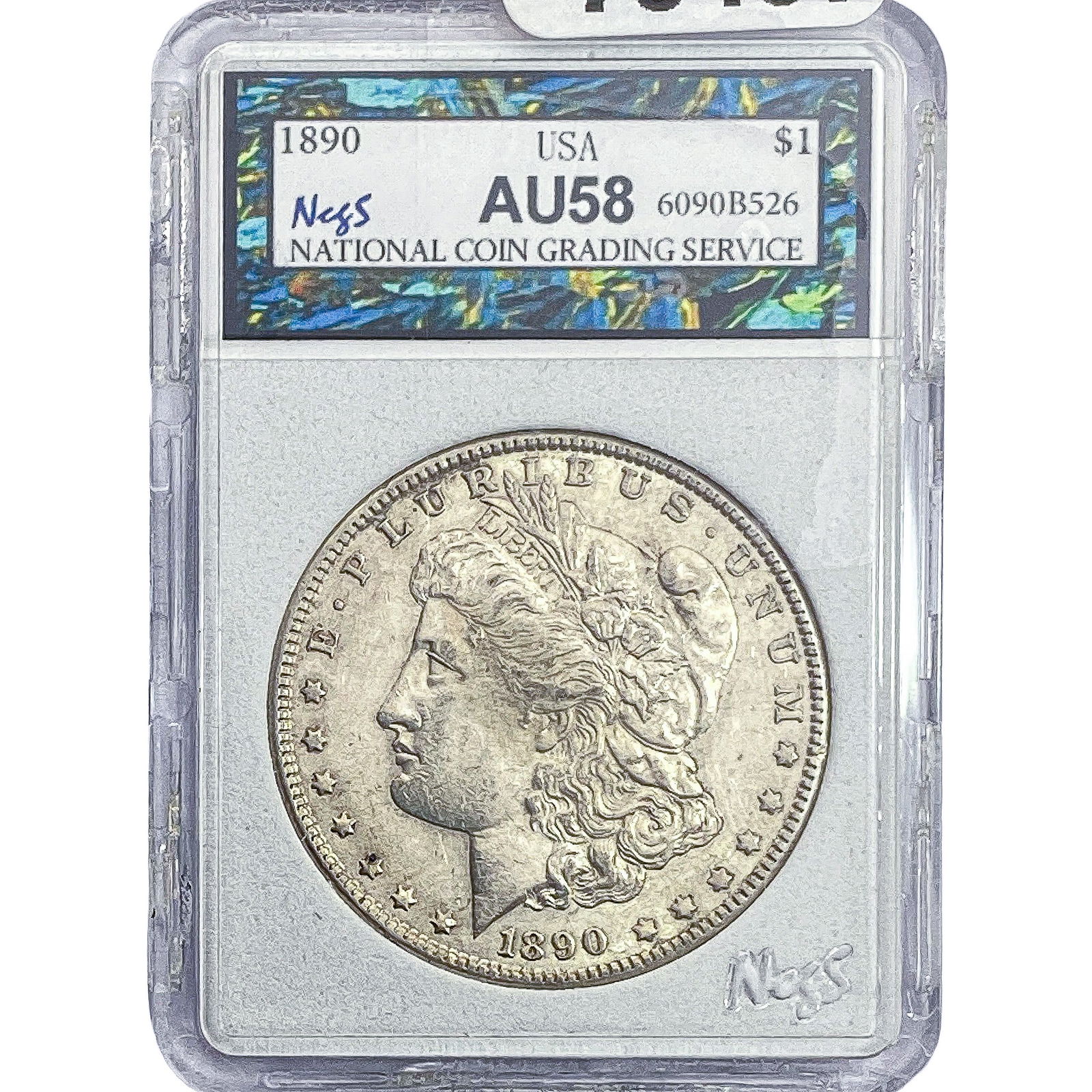 1890 Morgan Silver Dollar NCGS AU58: 1890 Morgan Silver Dollar NCGS AU58