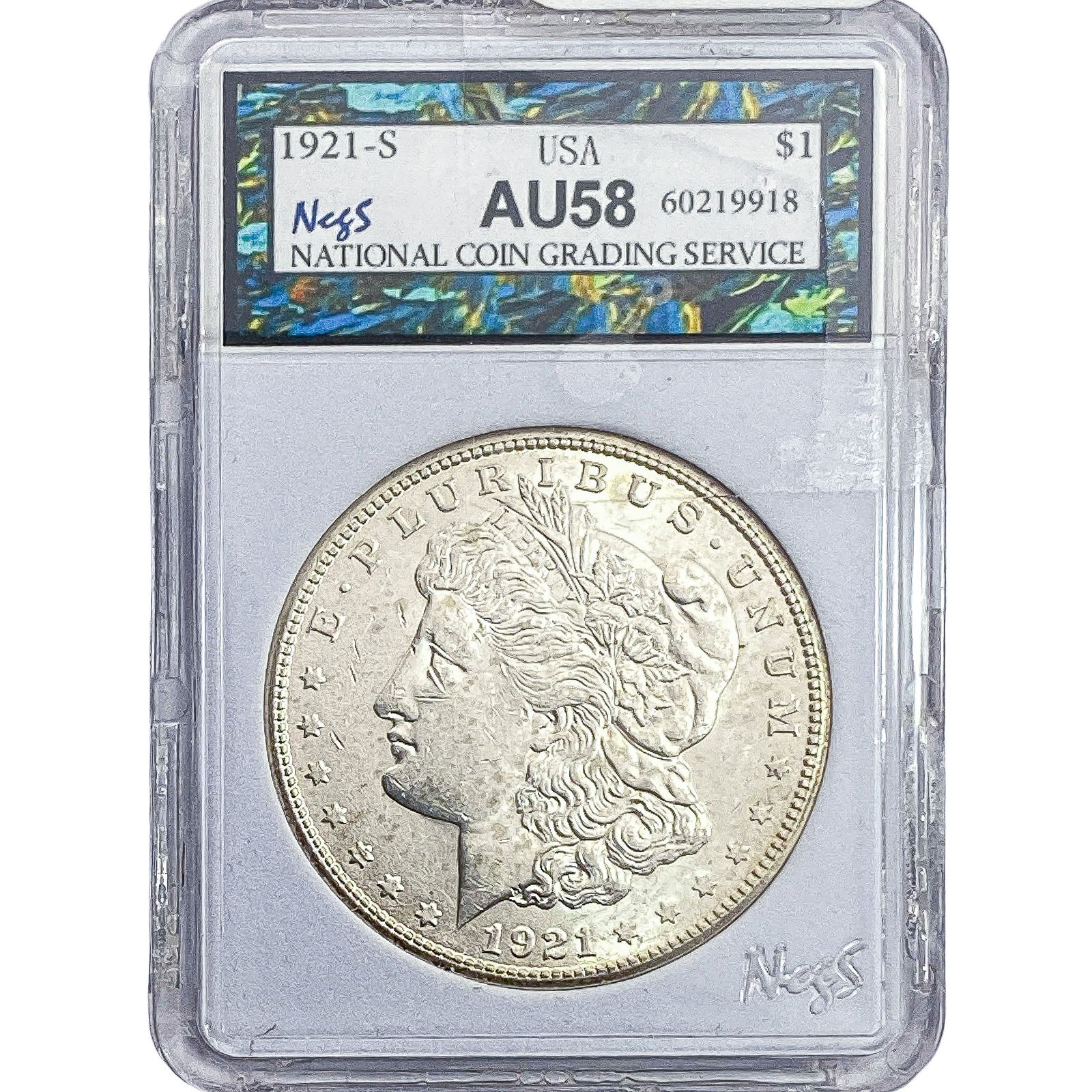 1921-S Morgan Silver Dollar NCGS AU58 (1 of 2)