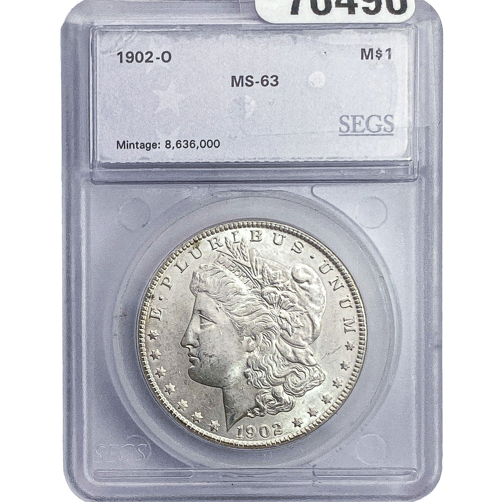 1902-O Morgan Silver Dollar SEGS MS63: 1902-O Morgan Silver Dollar SEGS MS63