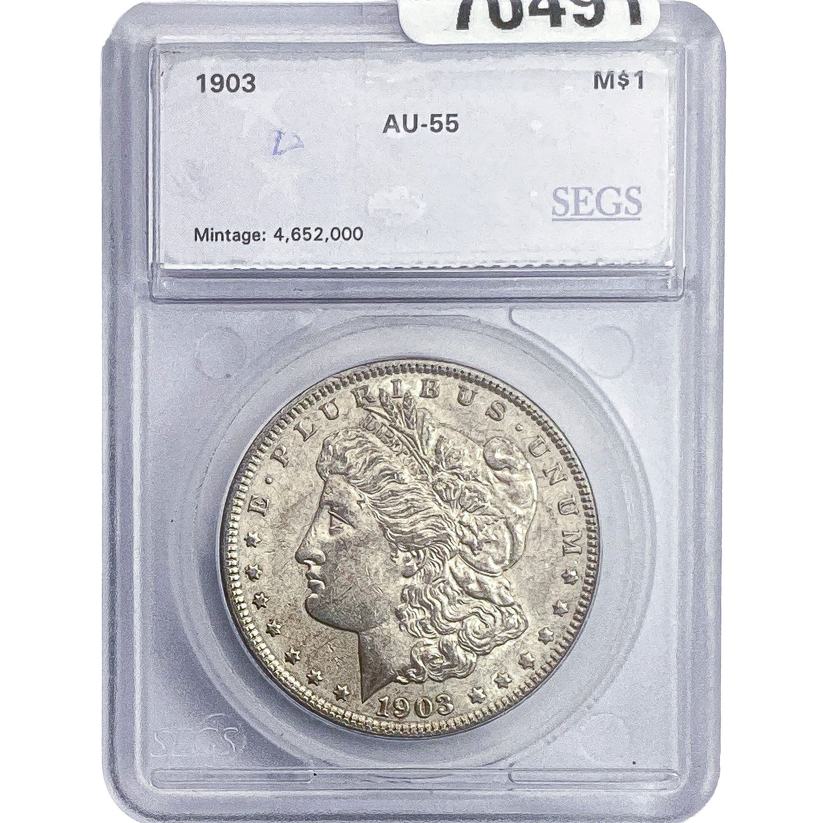1903 Morgan Silver Dollar SEGS AU55: 1903 Morgan Silver Dollar SEGS AU55