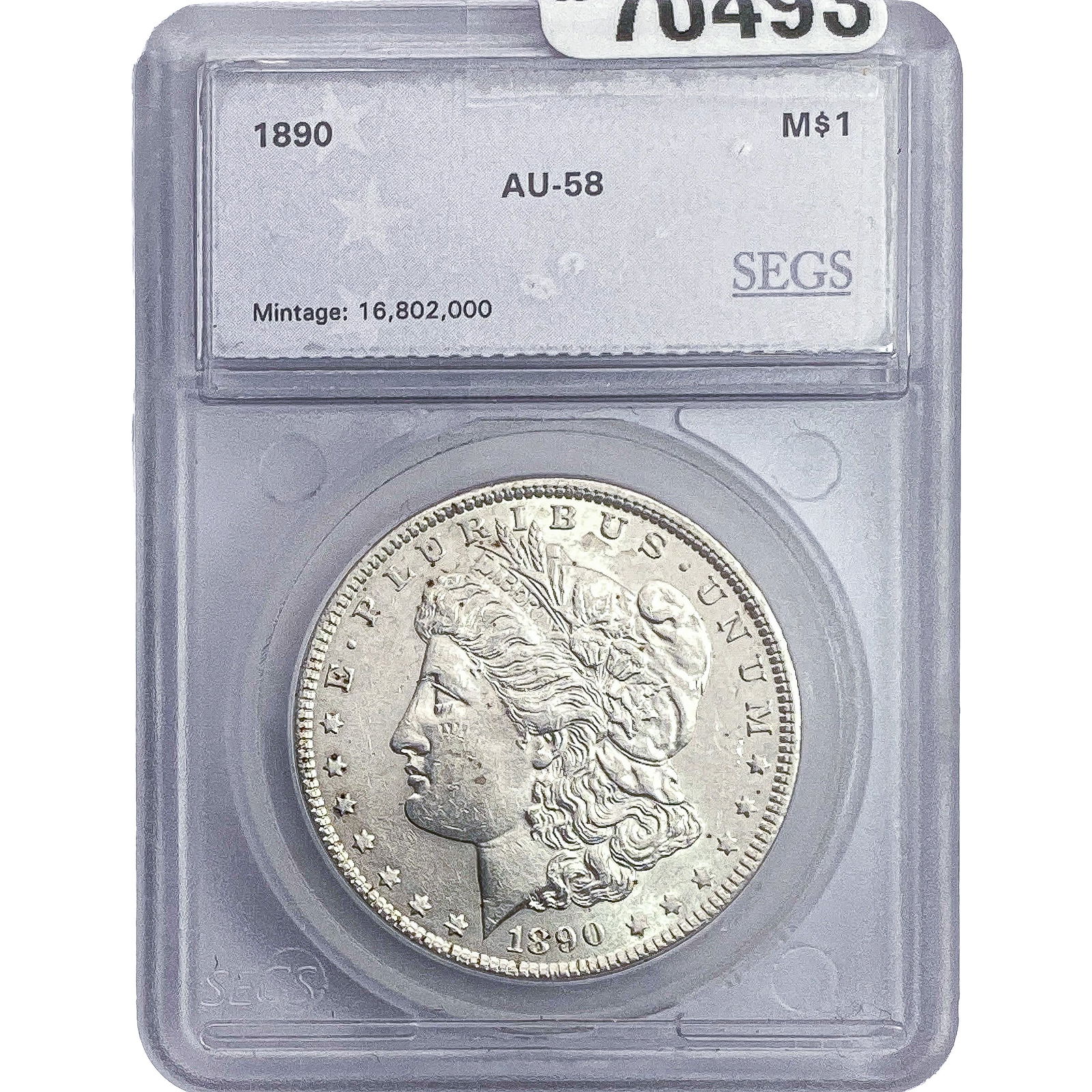 1890 Morgan Silver Dollar SEGS AU58: 1890 Morgan Silver Dollar SEGS AU58