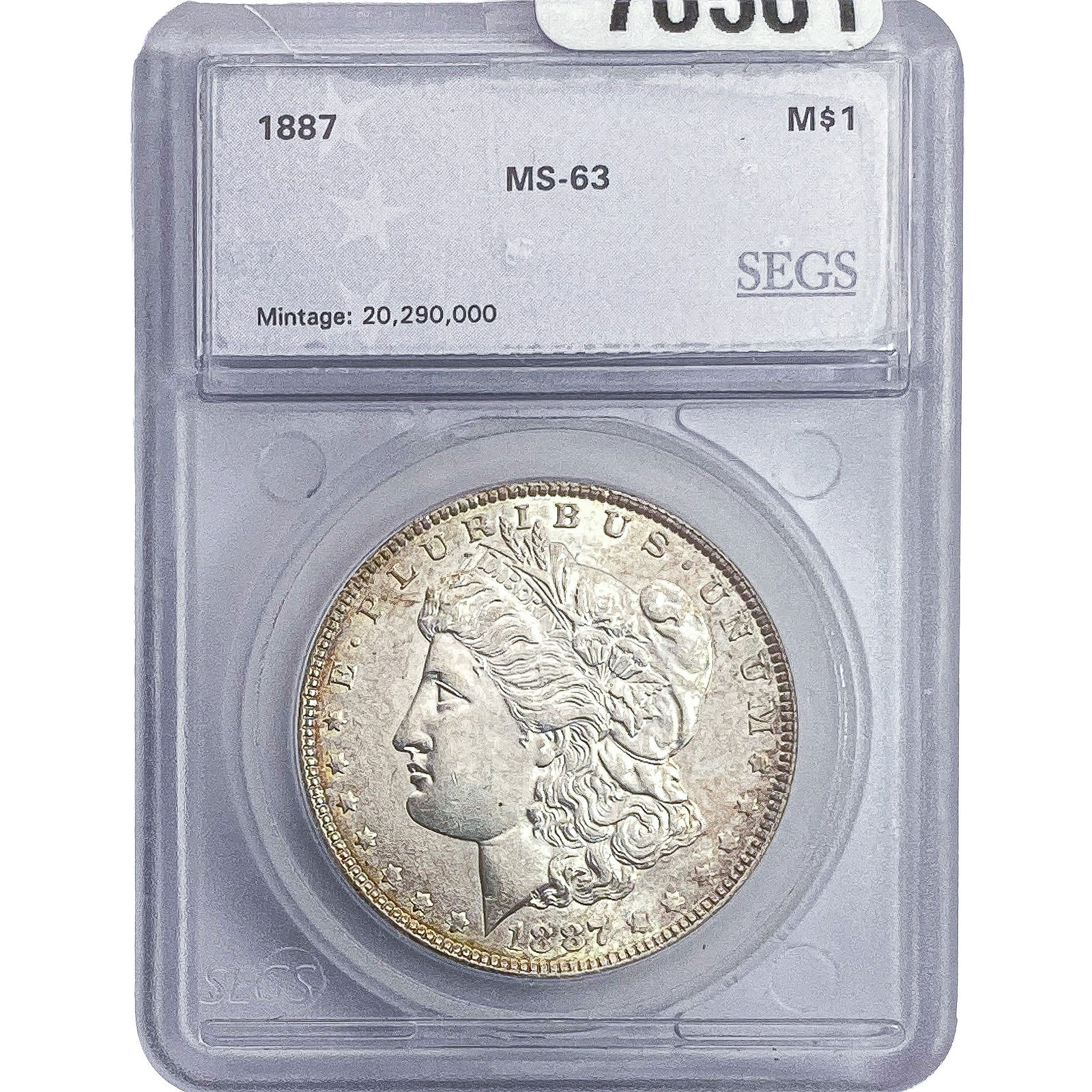 1887 Morgan Silver Dollar SEGS MS63: 1887 Morgan Silver Dollar SEGS MS63