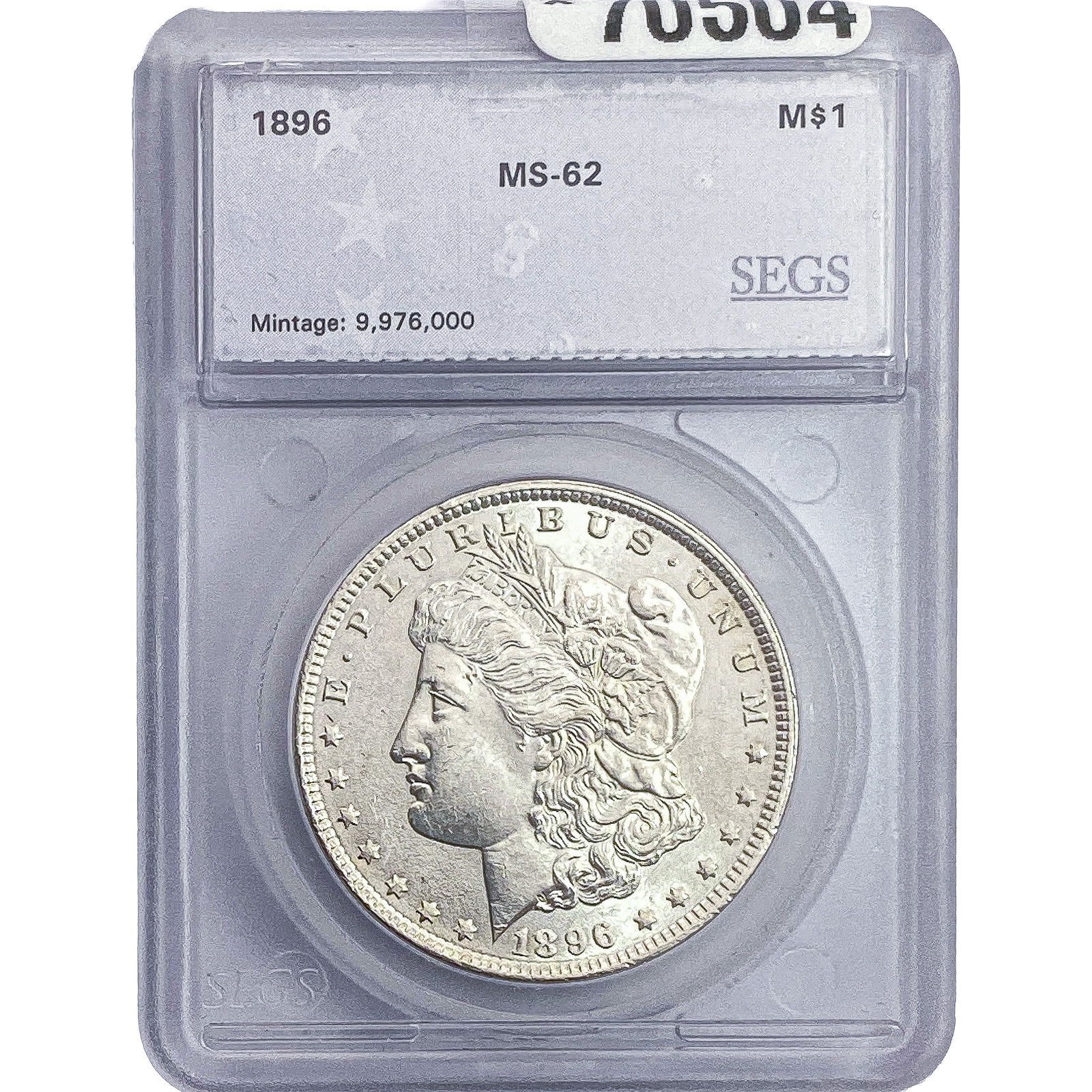 1896 Morgan Silver Dollar SEGS MS62: 1896 Morgan Silver Dollar SEGS MS62