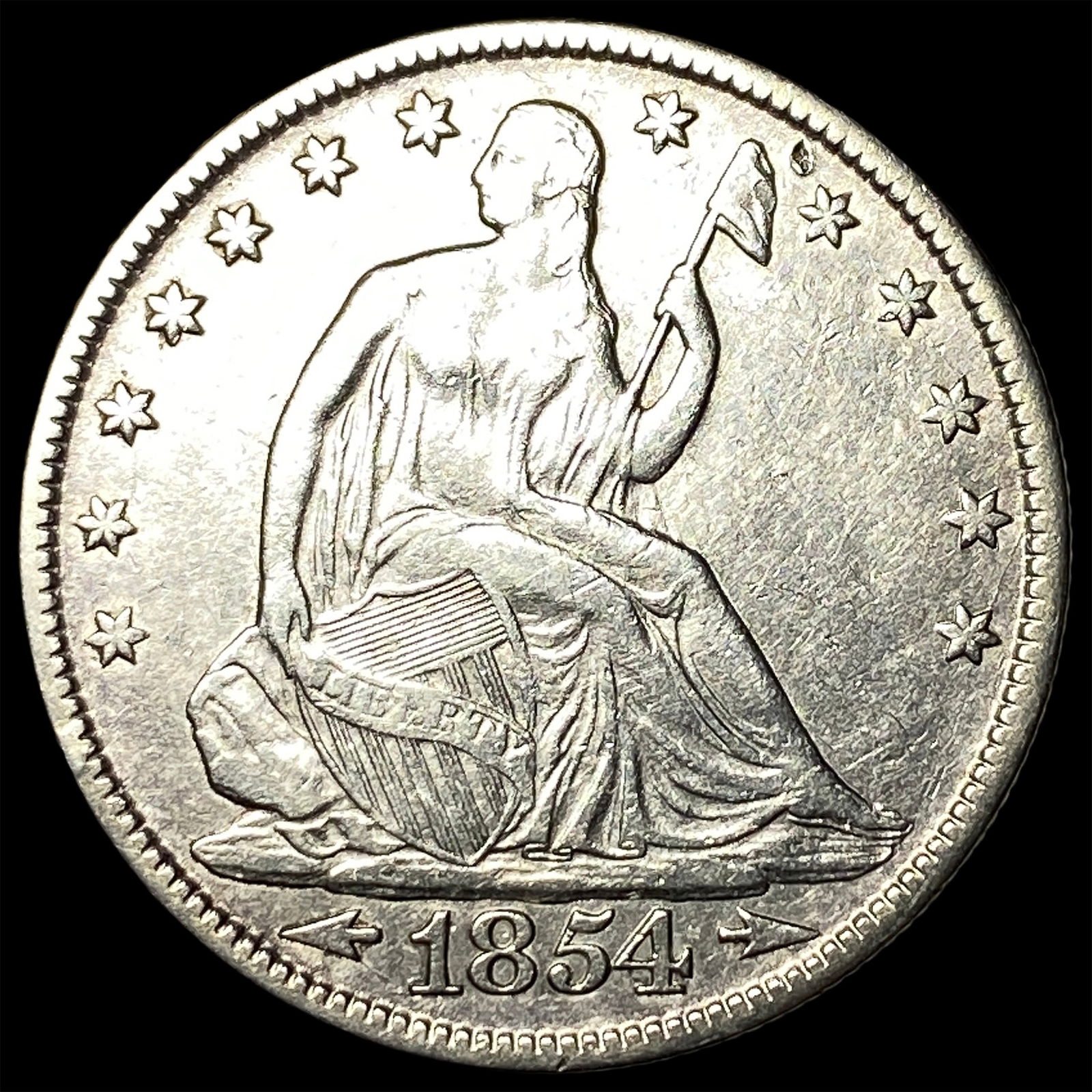1854 Arrows Seated Liberty Half Dollar NEARLY UNCIRCULATED: 1854 Arrows Seated Liberty Half Dollar NEARLY UNCIRCULATED