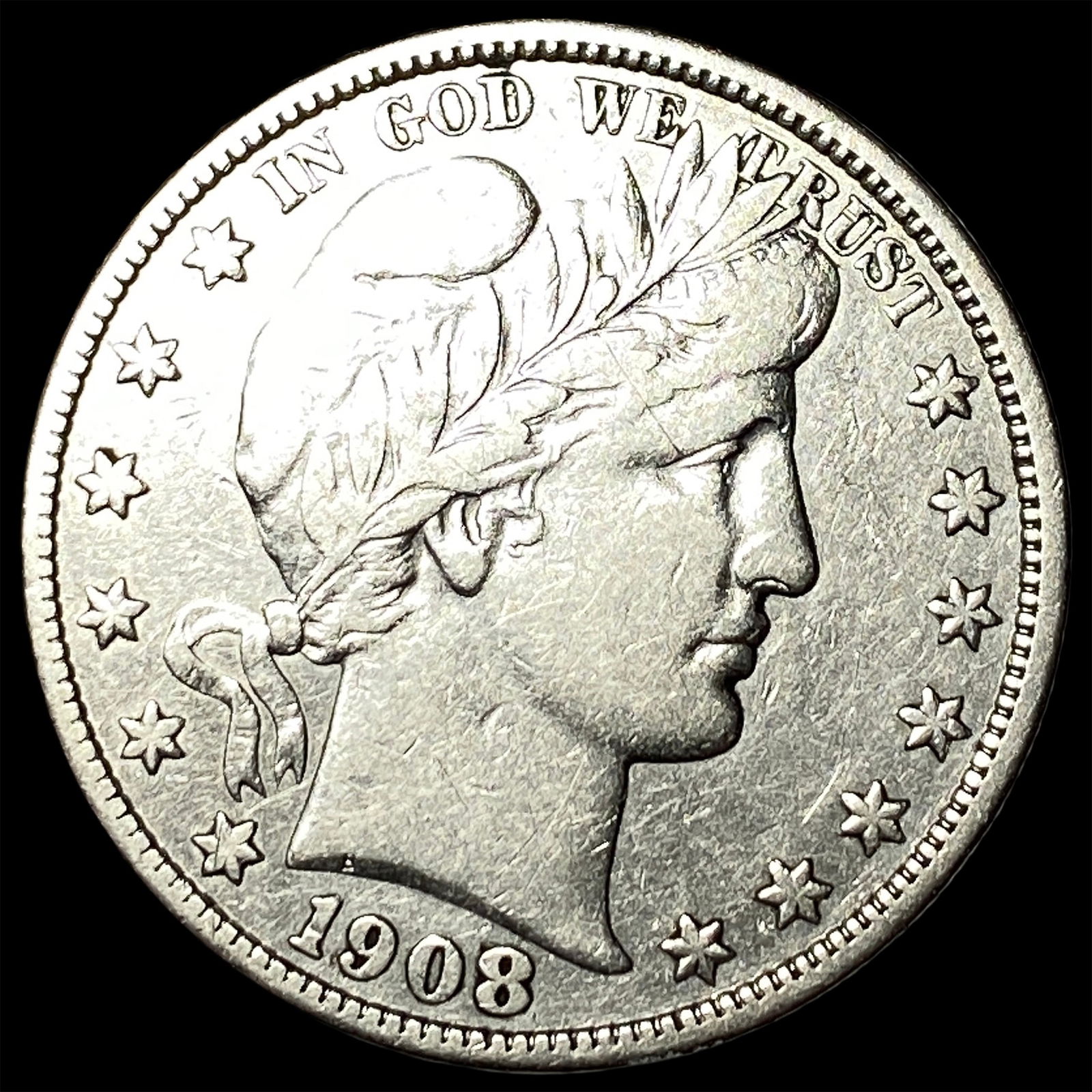 1908-D Silver Barber Half Dollar NEARLY UNCIRCULATED: 1908-D Silver Barber Half Dollar NEARLY UNCIRCULATED