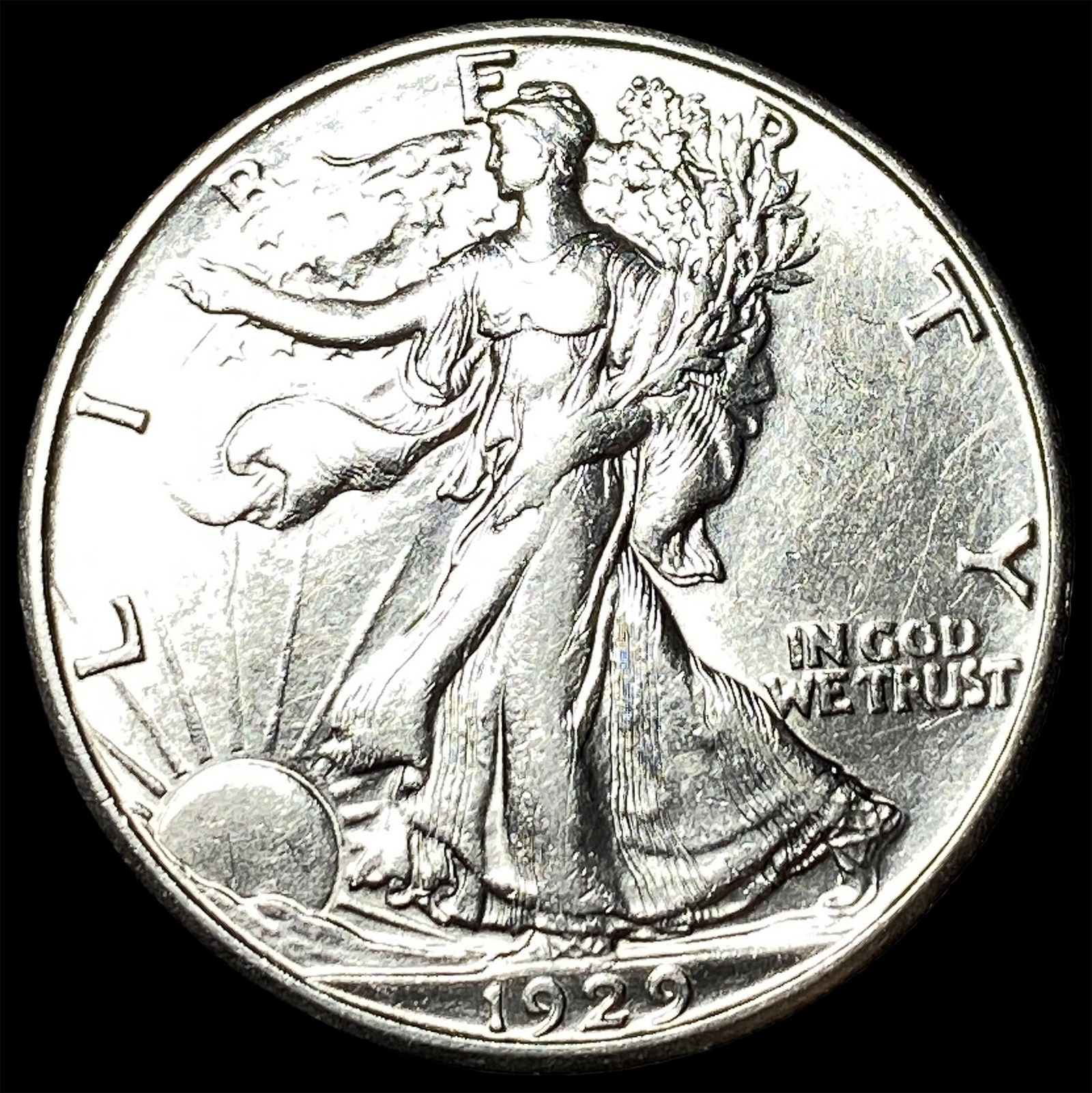 1929-S Silver Walking Liberty Half Dollar CLOSELY UNCIRCULATED: 1929-S Silver Walking Liberty Half Dollar CLOSELY UNCIRCULATED