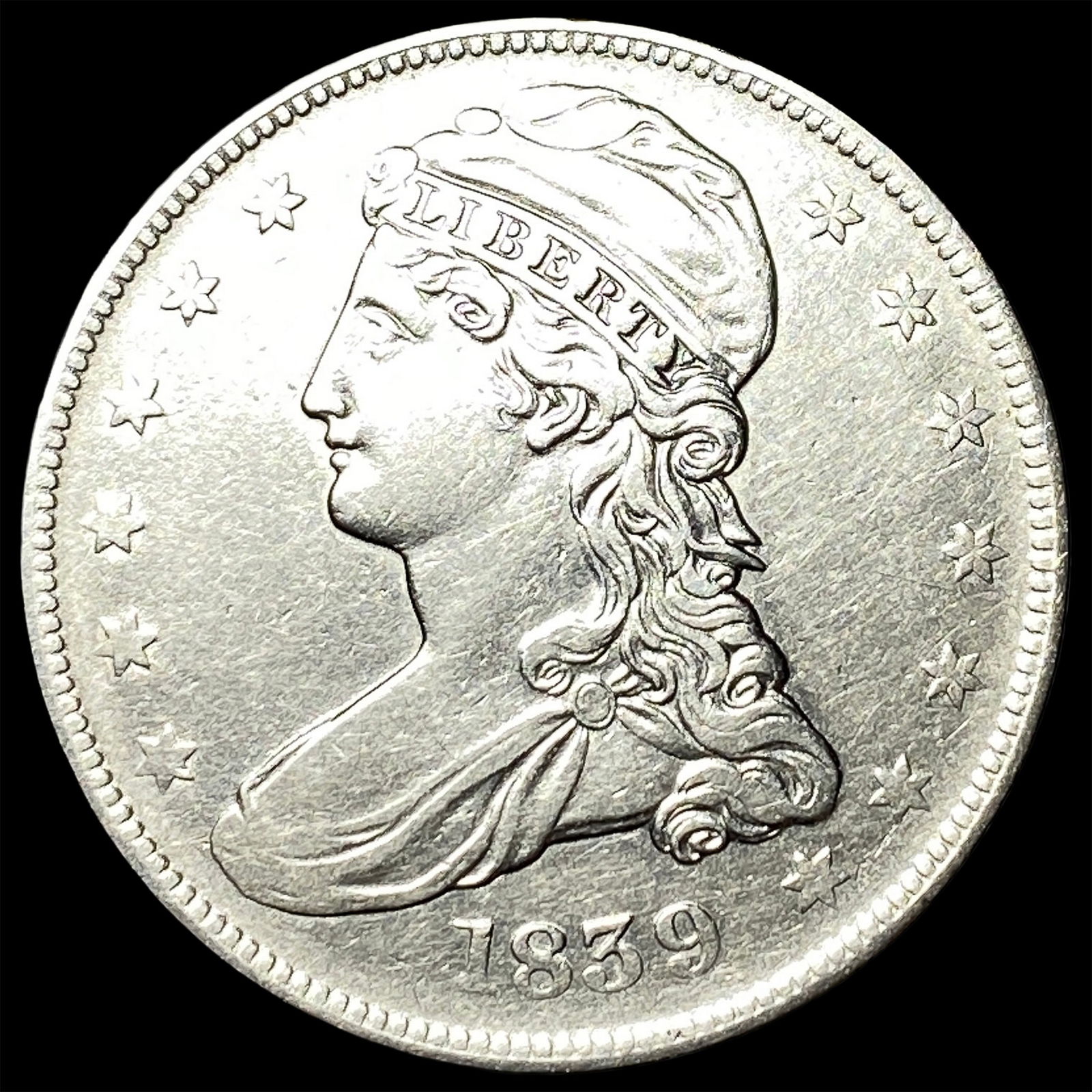 1839 Capped Bust Half Dollar CLOSELY UNCIRCULATED: 1839 Capped Bust Half Dollar CLOSELY UNCIRCULATED