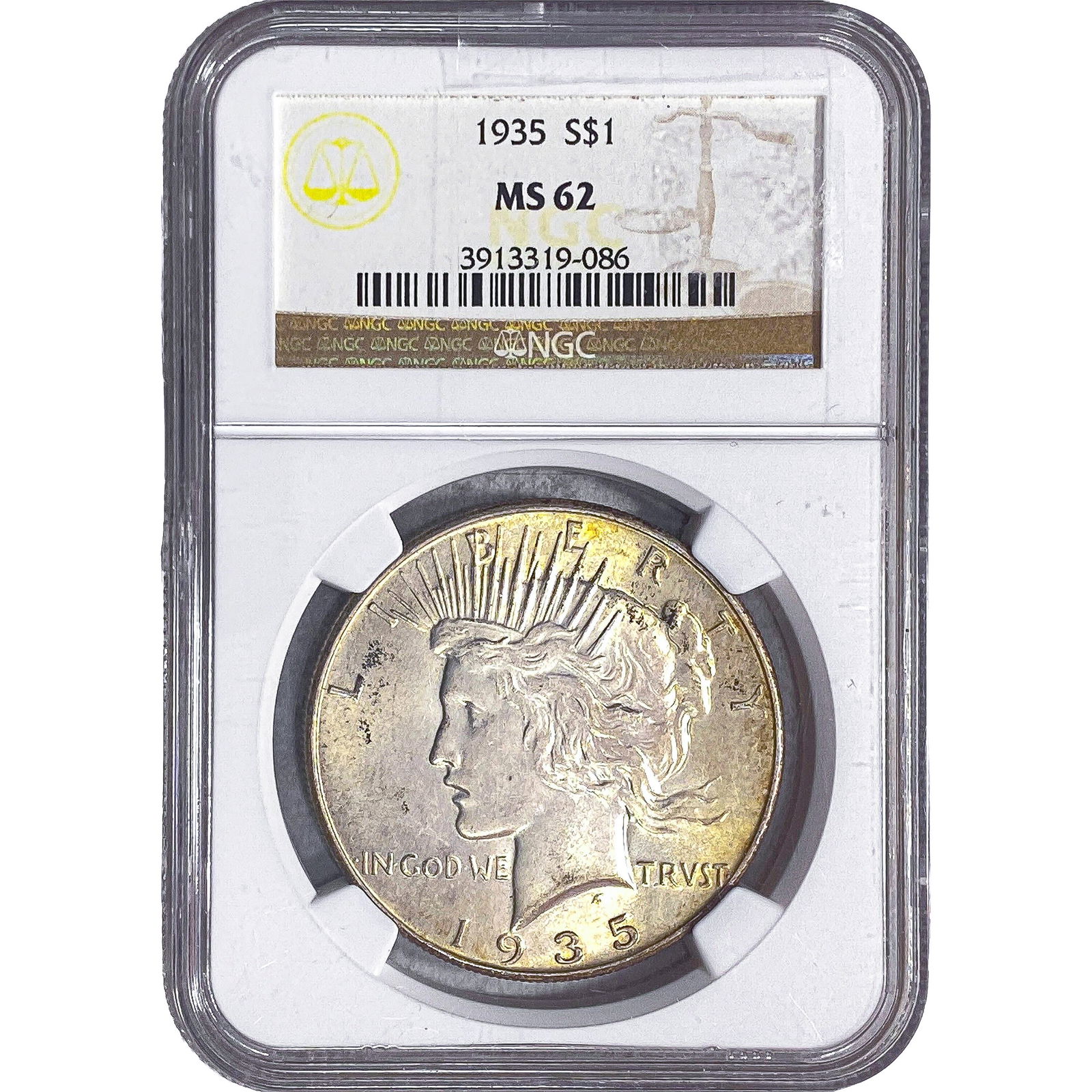1935 Silver Peace Dollar NGC MS62: 1935 Silver Peace Dollar NGC MS62