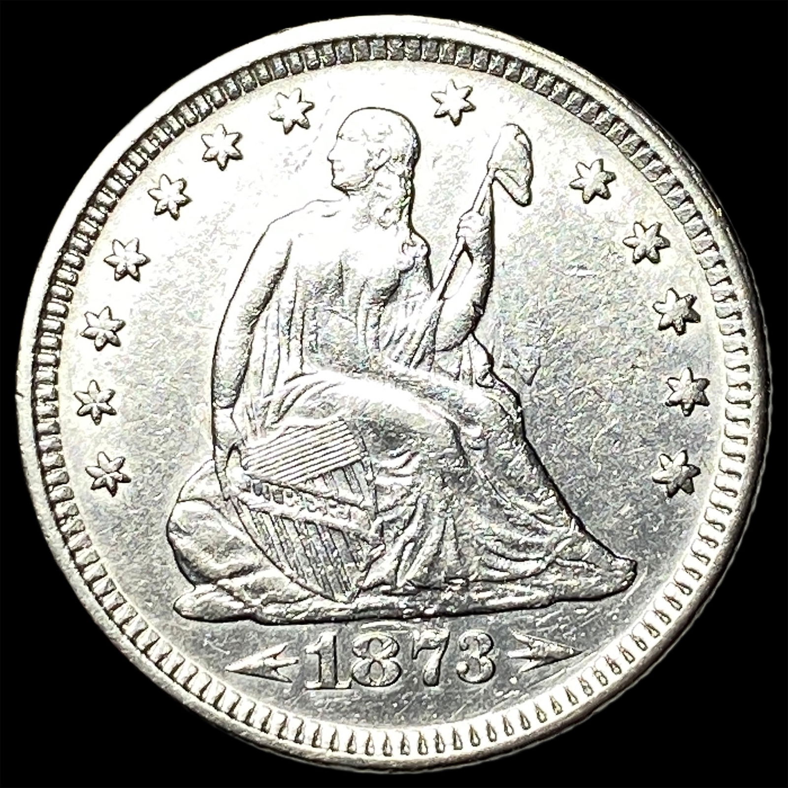 1873 Arrows Seated Liberty Quarter CLOSELY UNCIRCULATED (1 of 2)