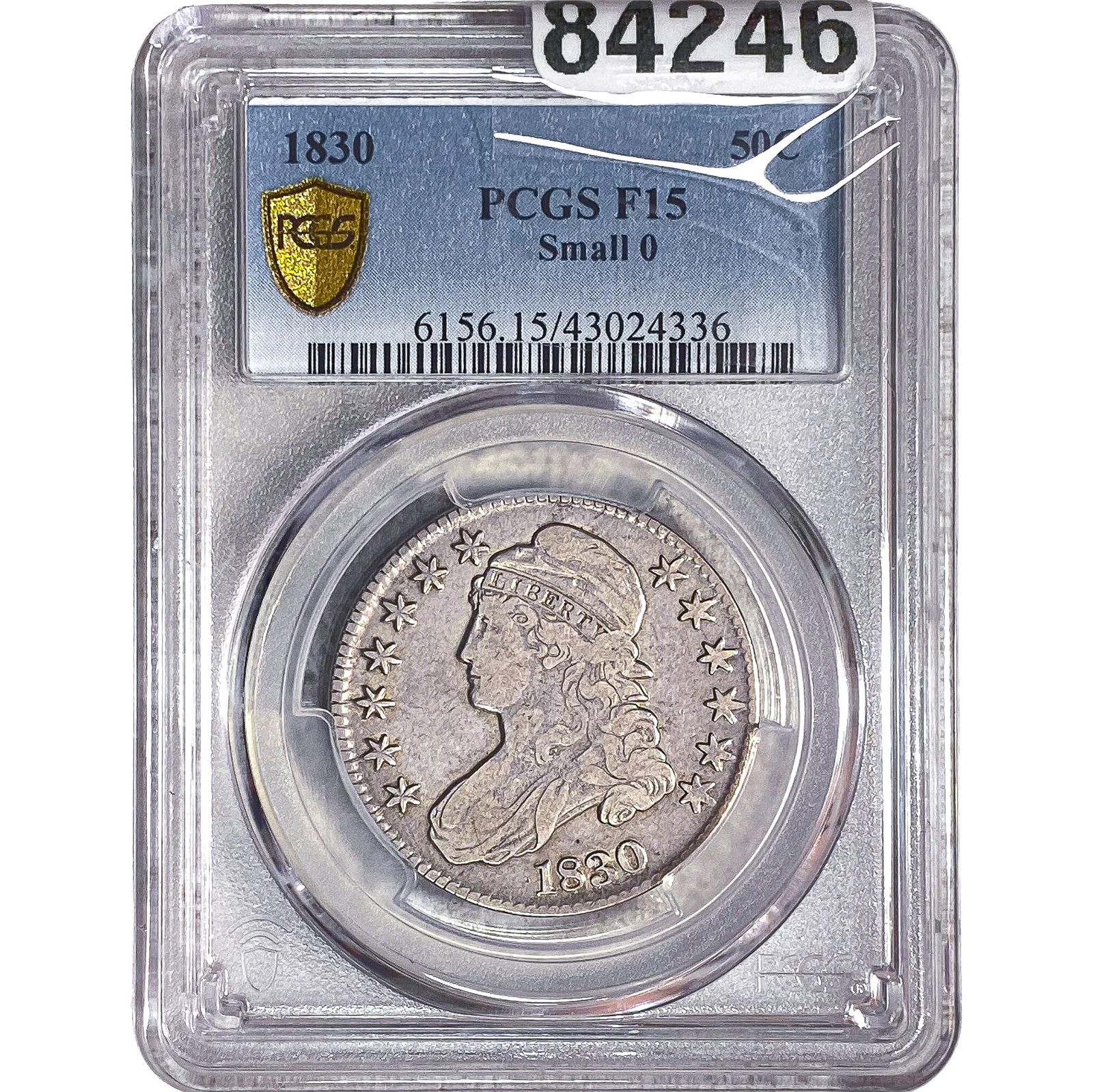 1830 Capped Bust Half Dollar PCGS F15 Small 0 (1 of 2)