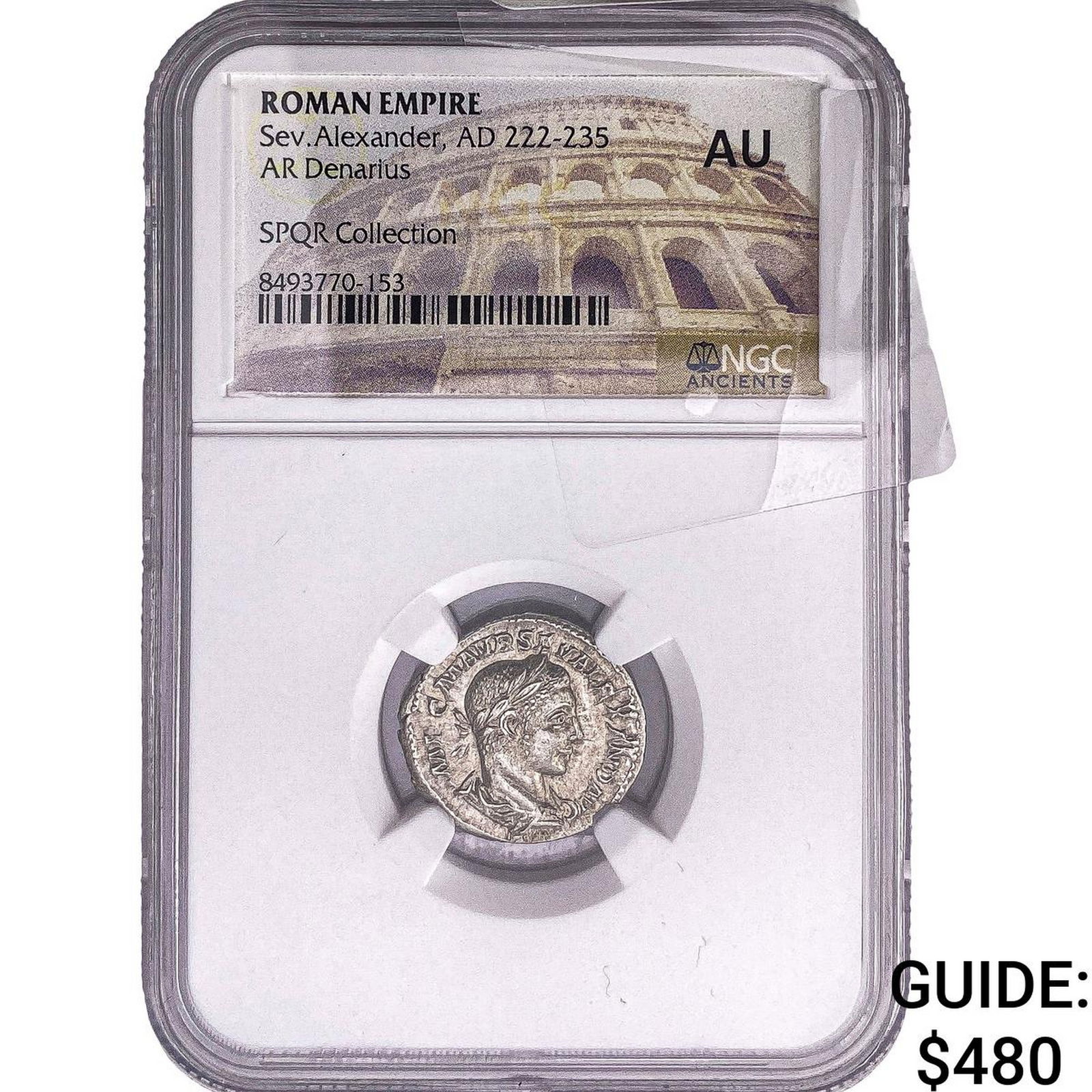 Roman Empire Sev. Alexander 222-235 AD Silver Denarius NGC AU: Roman Empire Sev. Alexander 222-235 AD Silver Denarius NGC AU