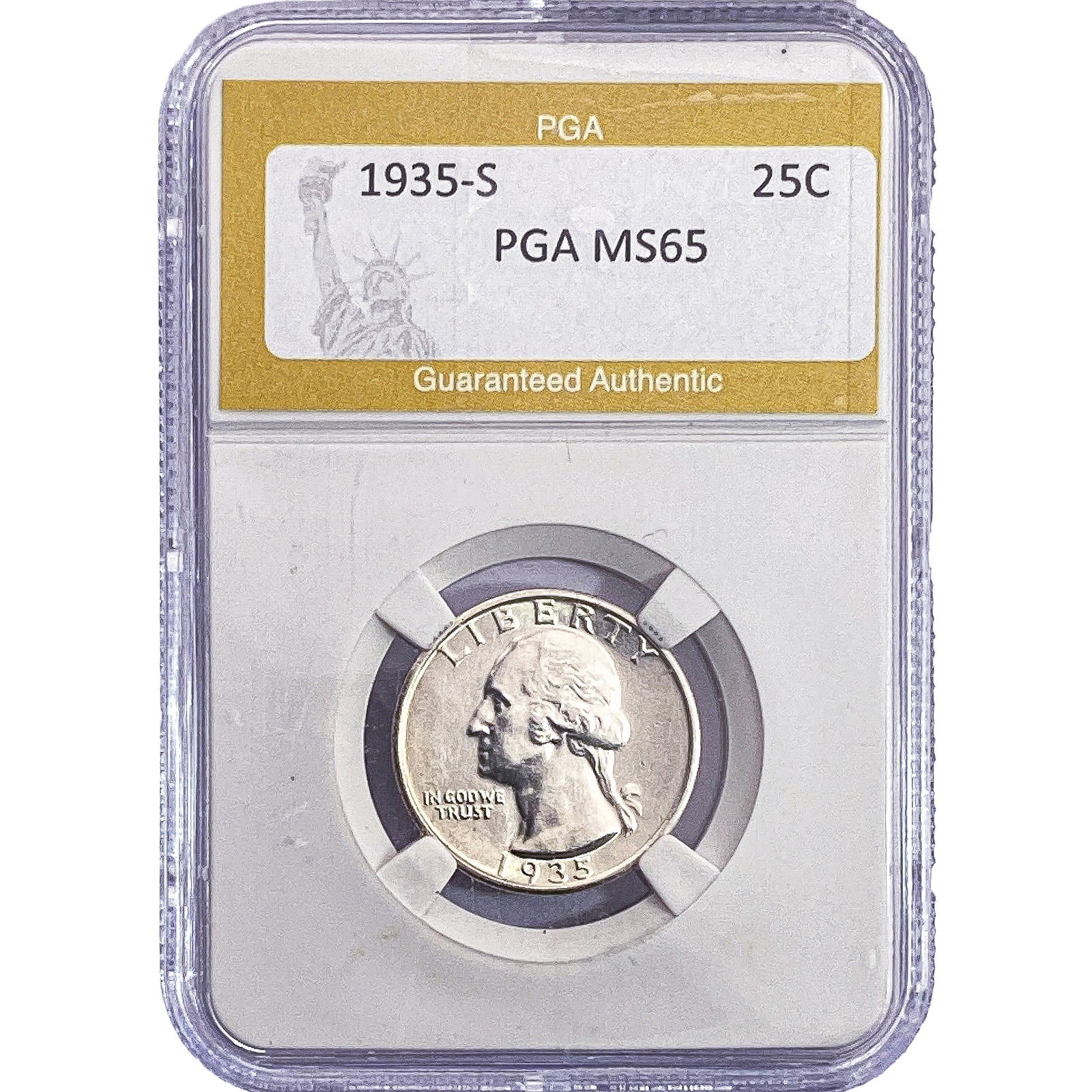 1935-S Washington Silver Quarter PGA MS65: 1935-S Washington Silver Quarter PGA MS65