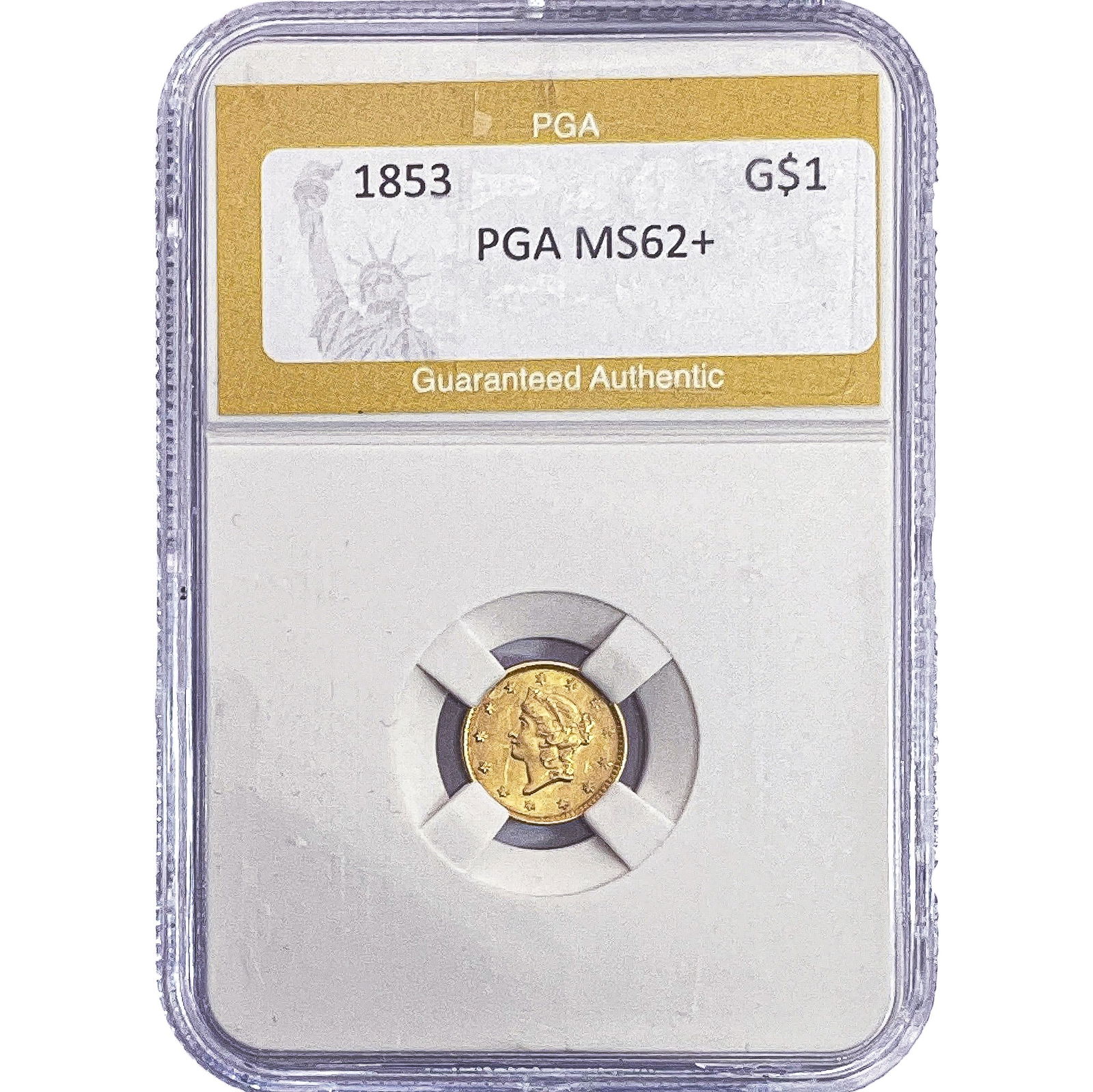 1853 Rare Gold Dollar PGA MS62+: 1853 Rare Gold Dollar PGA MS62+