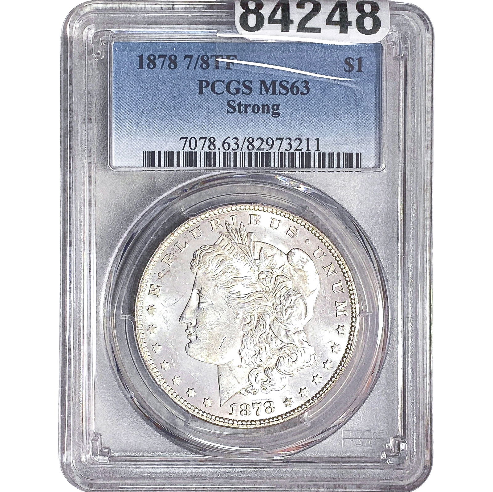 1878 7/8TF Morgan Silver Dollar PCGS MS63 Strong (1 of 2)