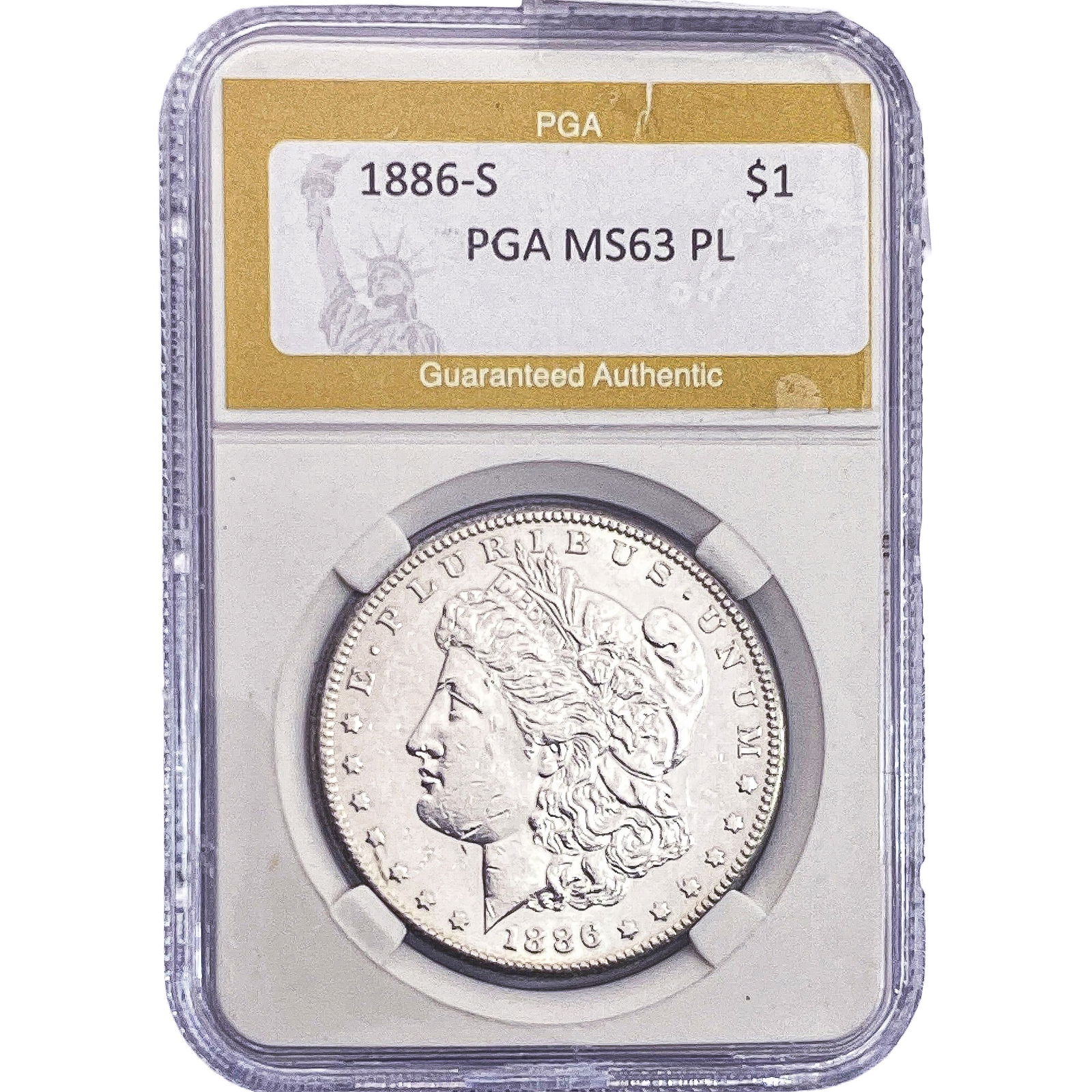 1886-S Morgan Silver Dollar PGA MS63 PL (1 of 2)