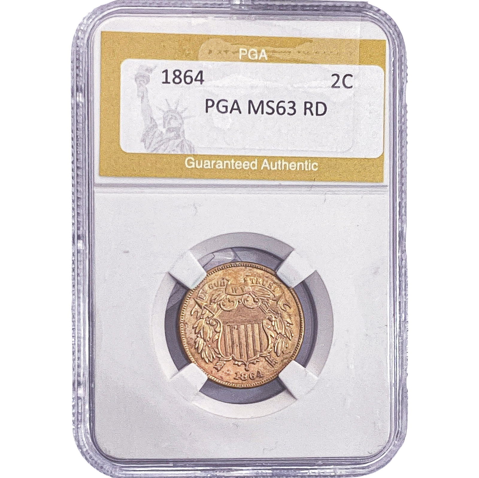 1864 Two Cent Piece PGA MS63 RD (1 of 2)