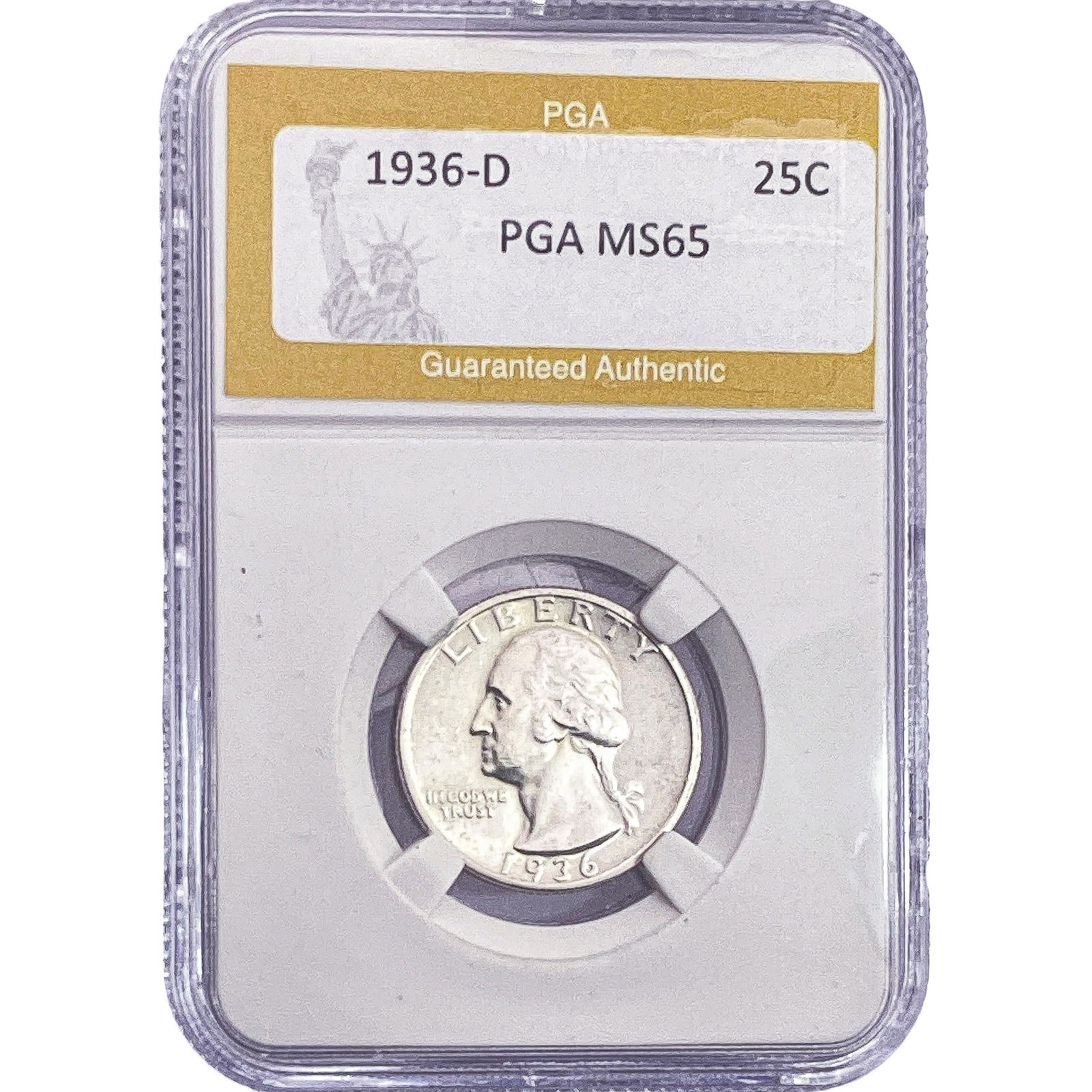 1936-D Washington Silver Quarter PGA MS65: 1936-D Washington Silver Quarter PGA MS65