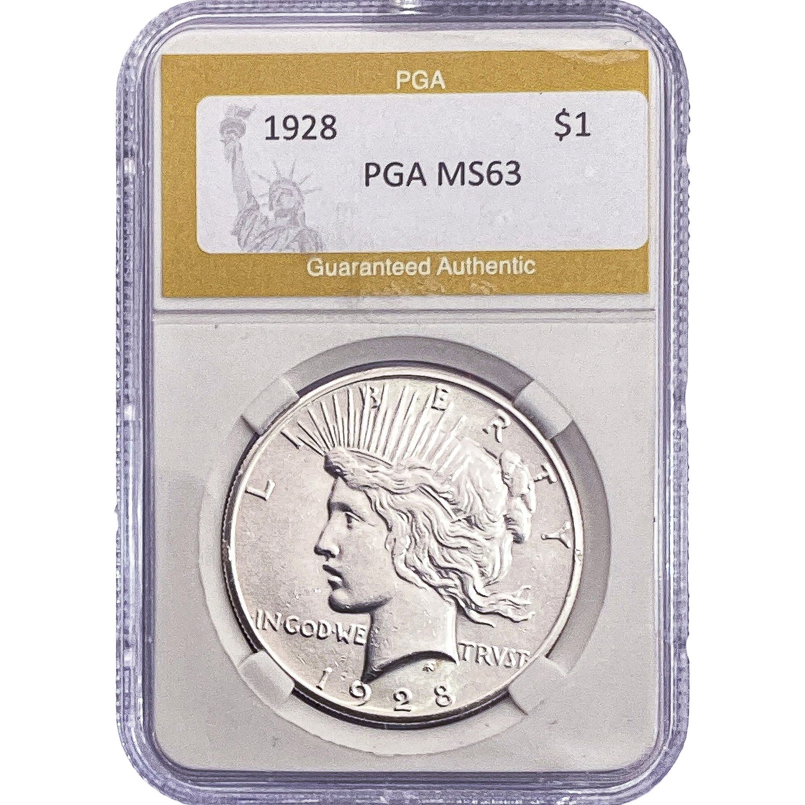 1928 Silver Peace Dollar PGA MS63: 1928 Silver Peace Dollar PGA MS63