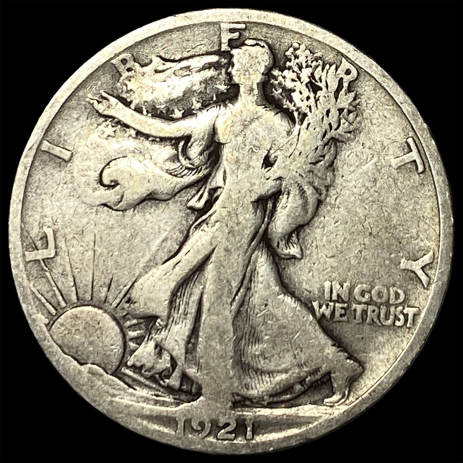 1921-S Silver Walking Liberty Half Dollar NICELY CIRCULATED (1 of 2)